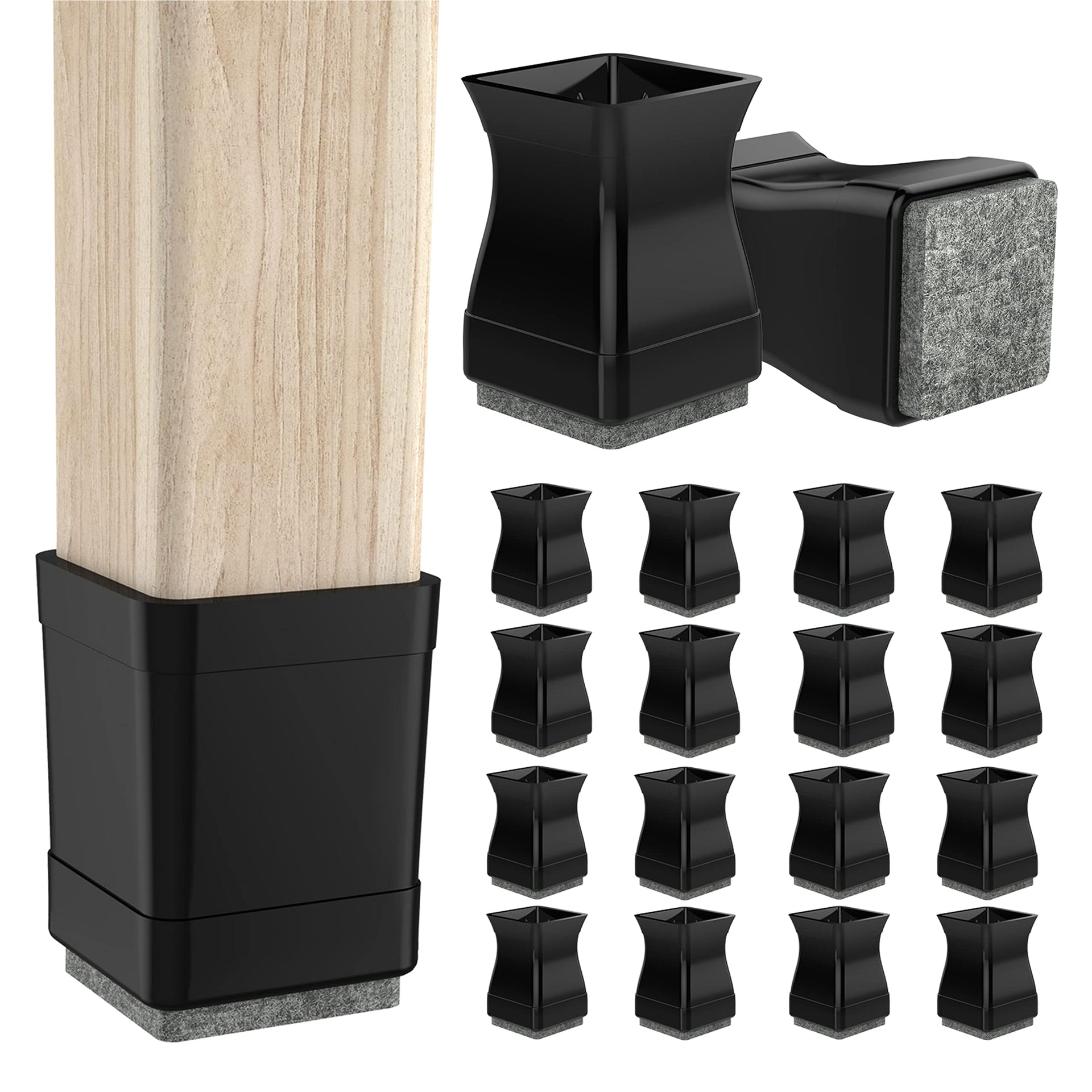 Square Chair Leg Protectors for Hardwood Floors (16 Count)