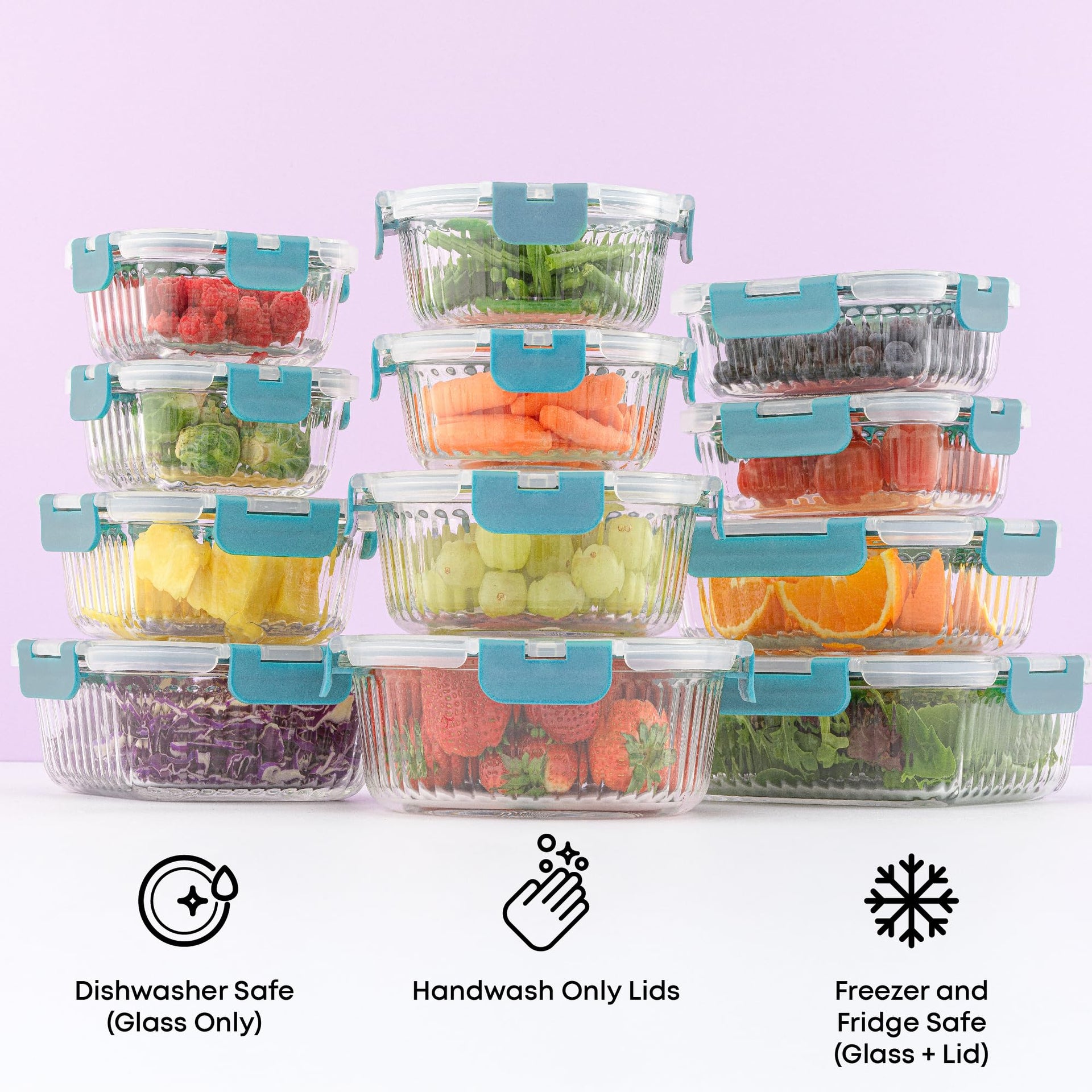 24pc Borosilicate Glass Storage Containers with Lids (24 Count)