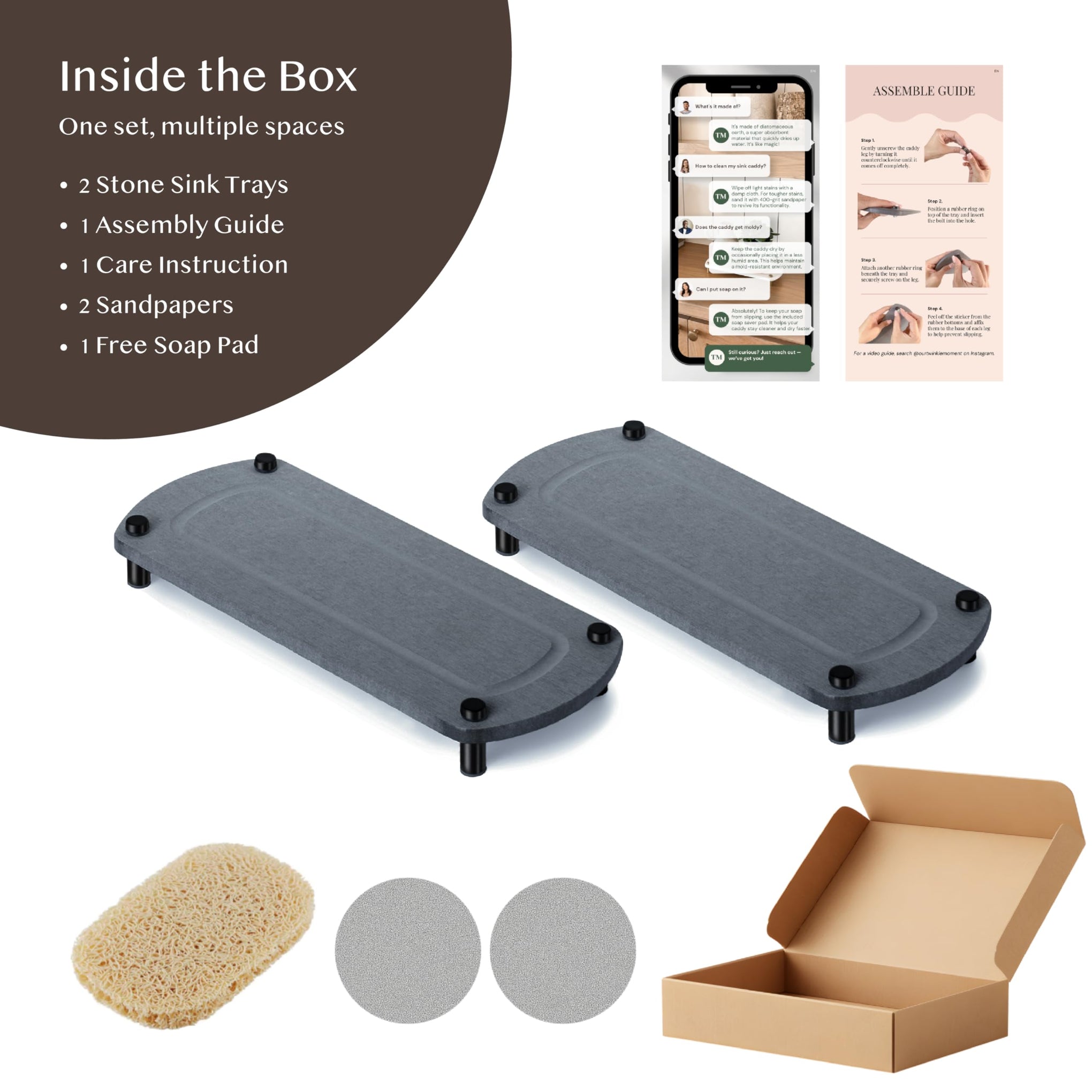 2PCS Absorbing Stone Soap Tray (2 Piece)