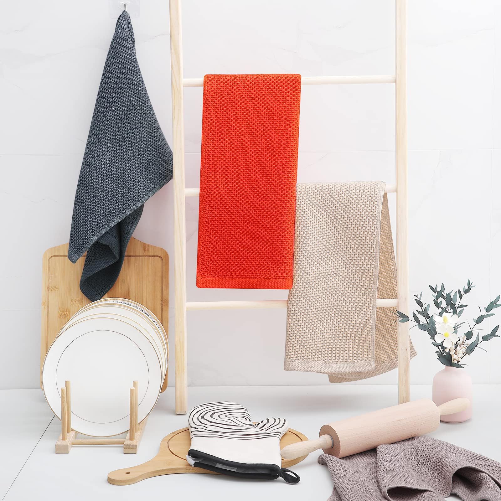100% Cotton Waffle Weave Kitchen Dish Towels 24 (24 Count)