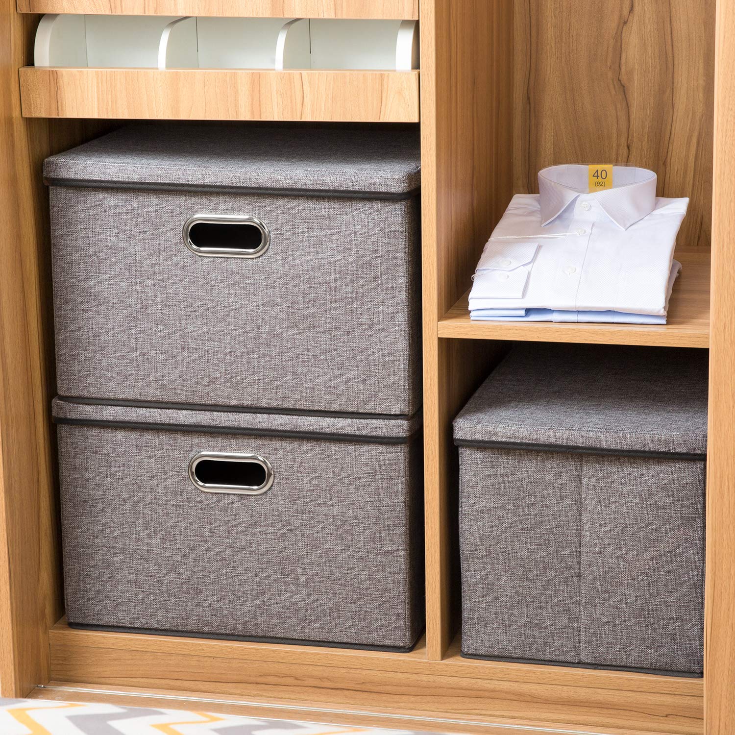 Large Collapsible Storage Containers with Lids [5 (5 Count)