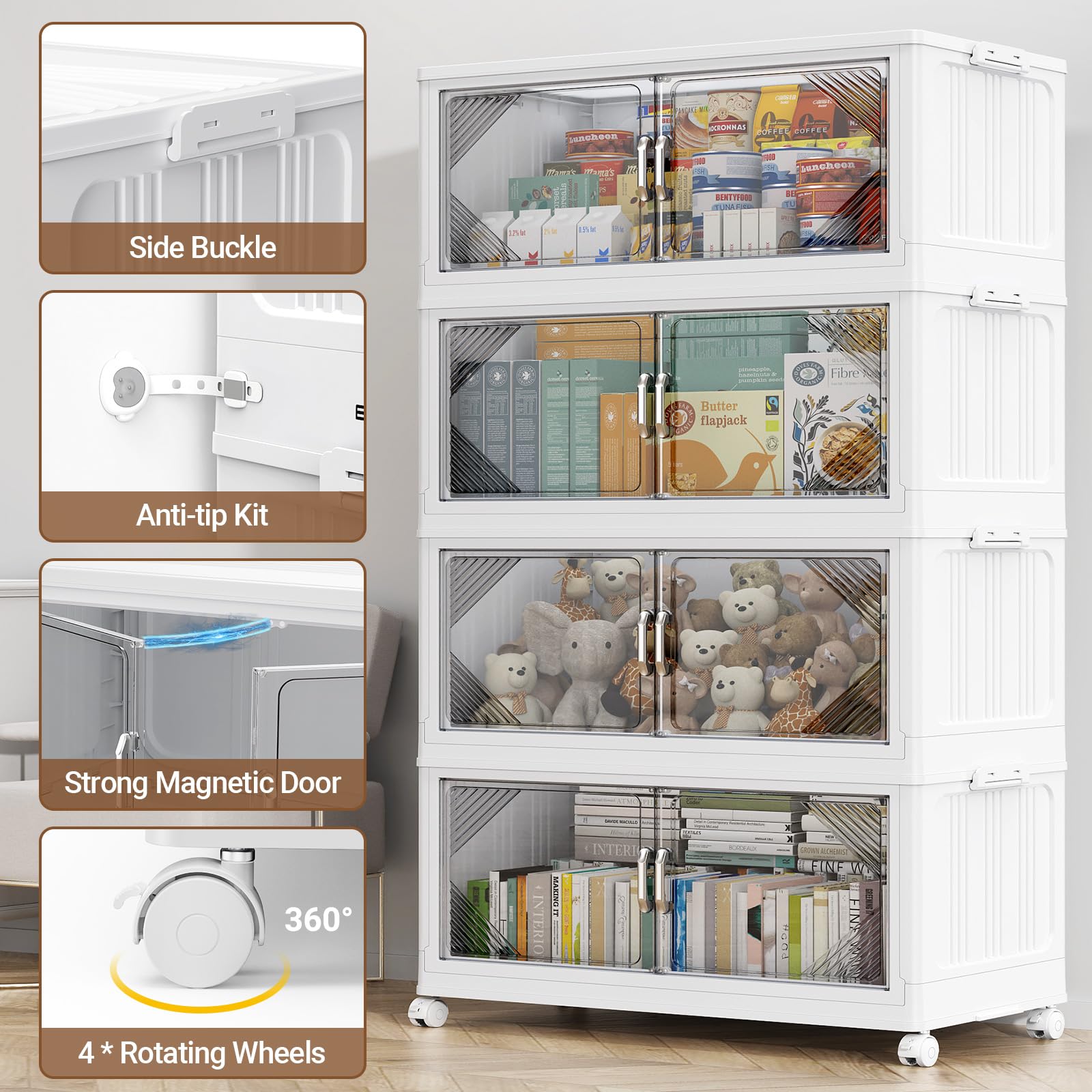 V60 700QT Plastic Stackable Storage Bins with Lid (5 Count)
