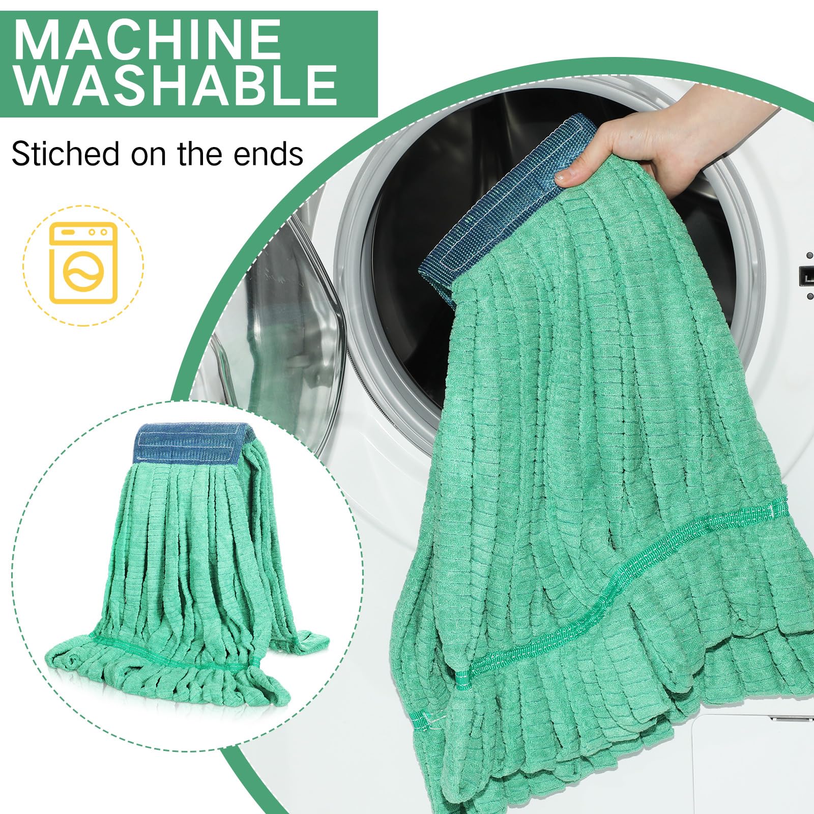 10 Pcs Commercial Mop Head Replacement Tube Microfiber Mop Heads for Floor Cleaning Industrial Mop Heads Looped End Wet Mop Head Refill for Home Commercial Industrial Use