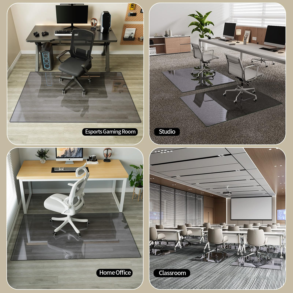 46" x 55" Office Chair Mat for Hardwood Floors & Carpets