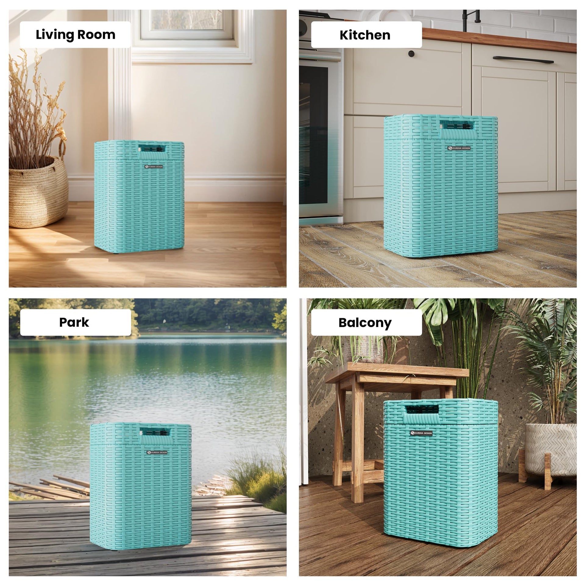 Ypati Handwoven Rattan Trash Can with Lid