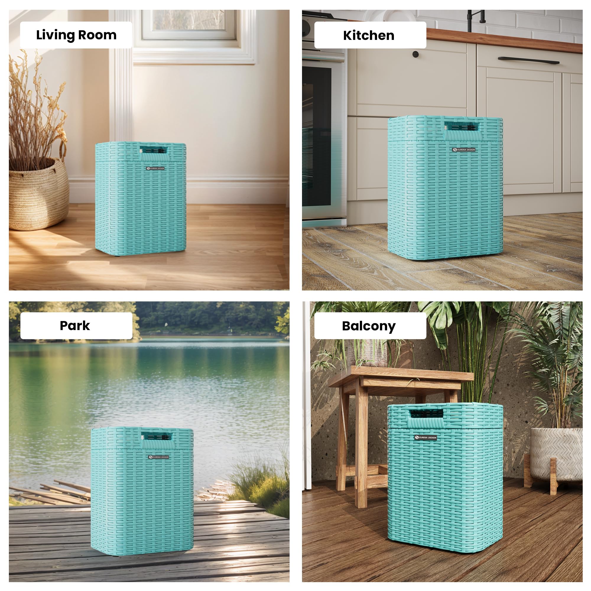 Ypati Handwoven Rattan Trash Can with Lid