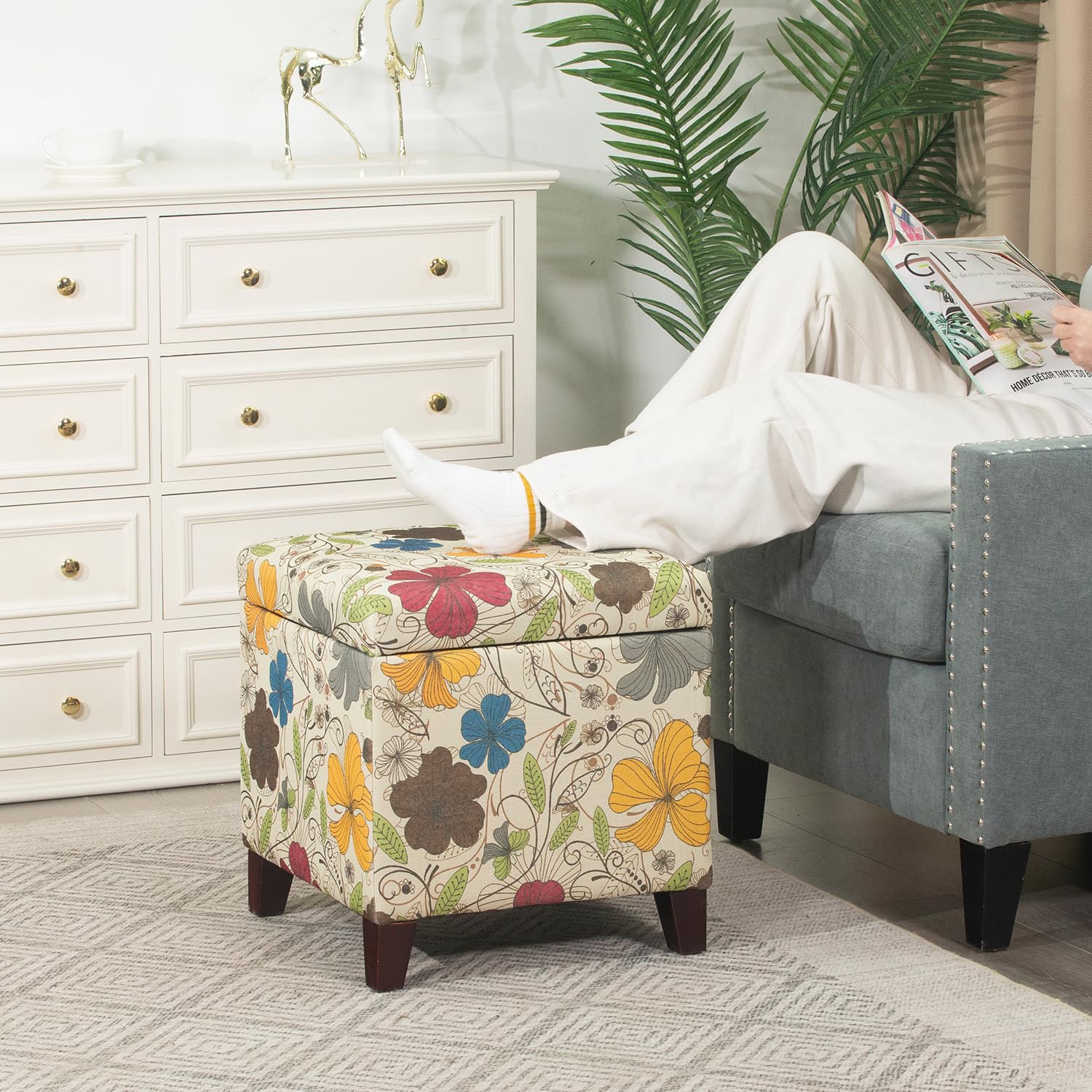 18 Inch High Cube Ottoman Storage