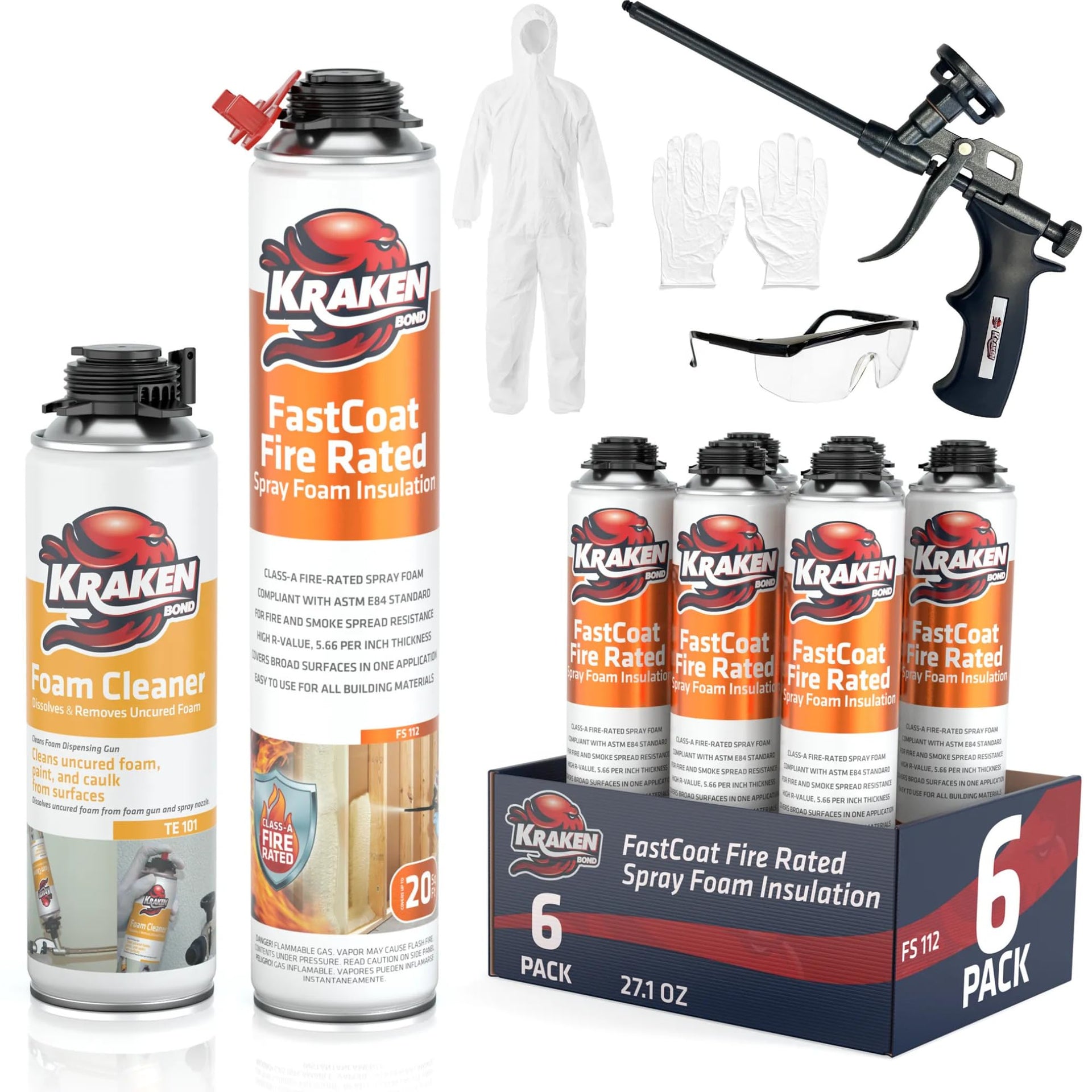 Fastcoat Fire Rated Spray Foam Insulation Kit Closed Cell in a Can 120 sq ft (12 Count)