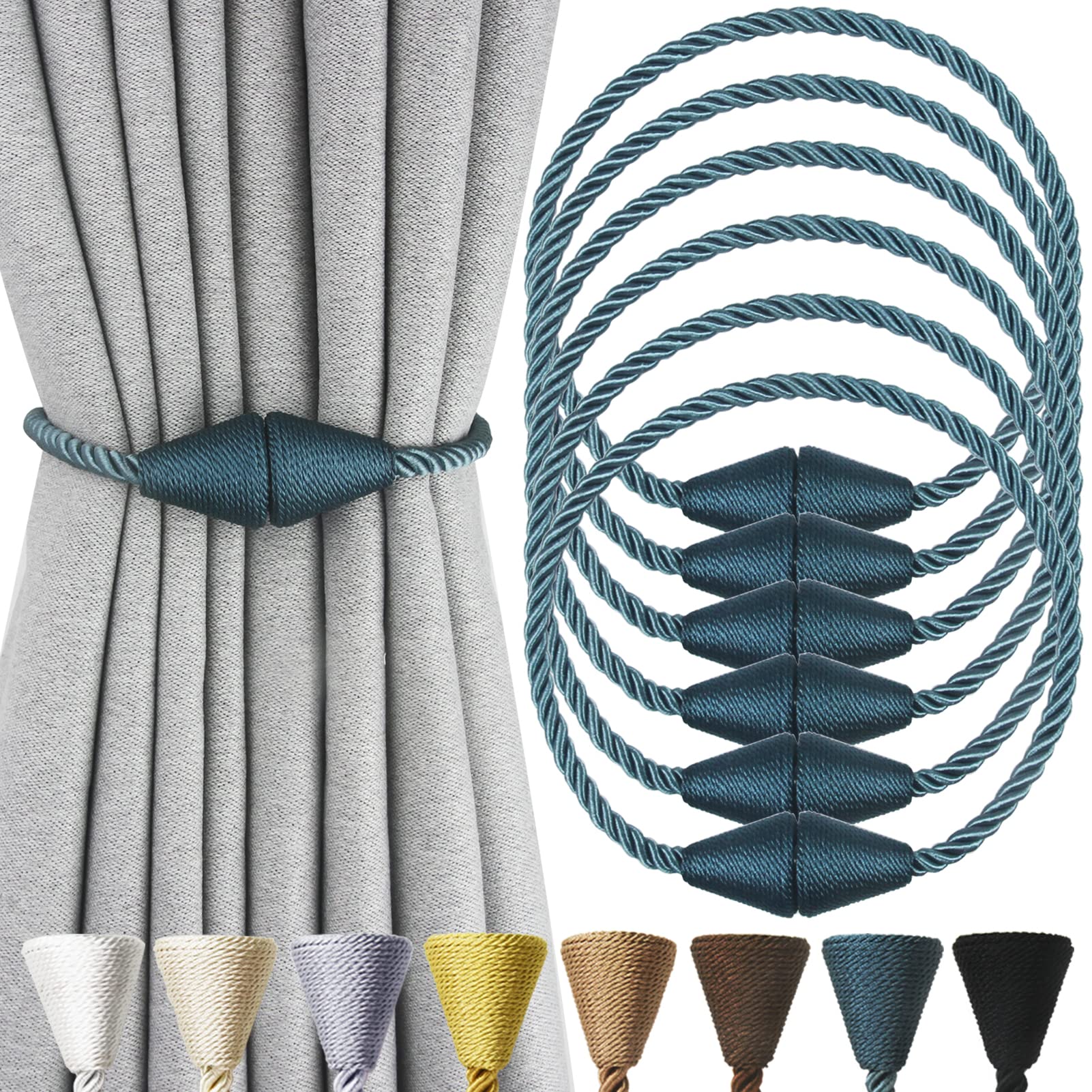 Magnetic Curtain Tiebacks Rope Decorative Holdbacks for Drapes Nieffeiy