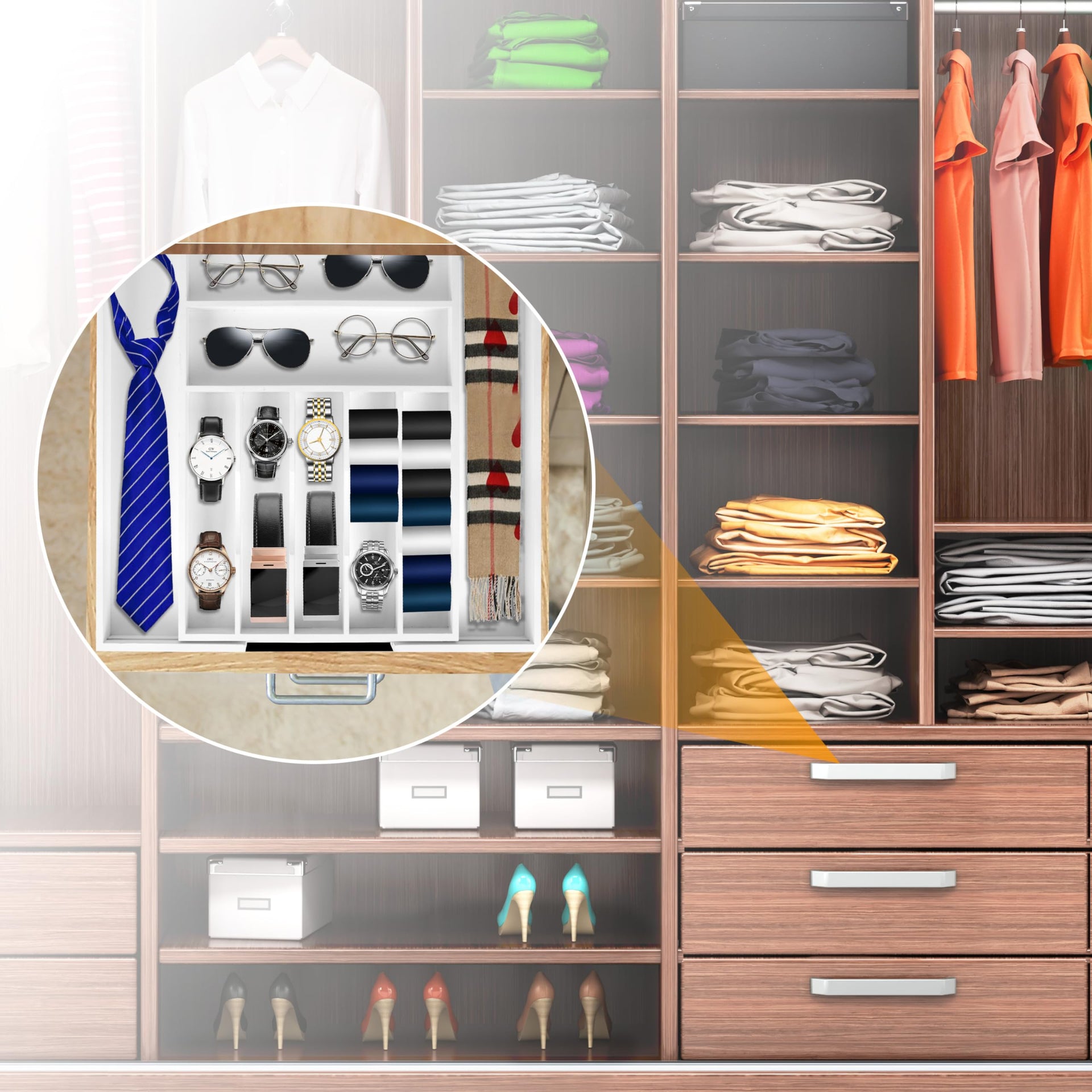 Large Premium Bamboo Silverware Organizer