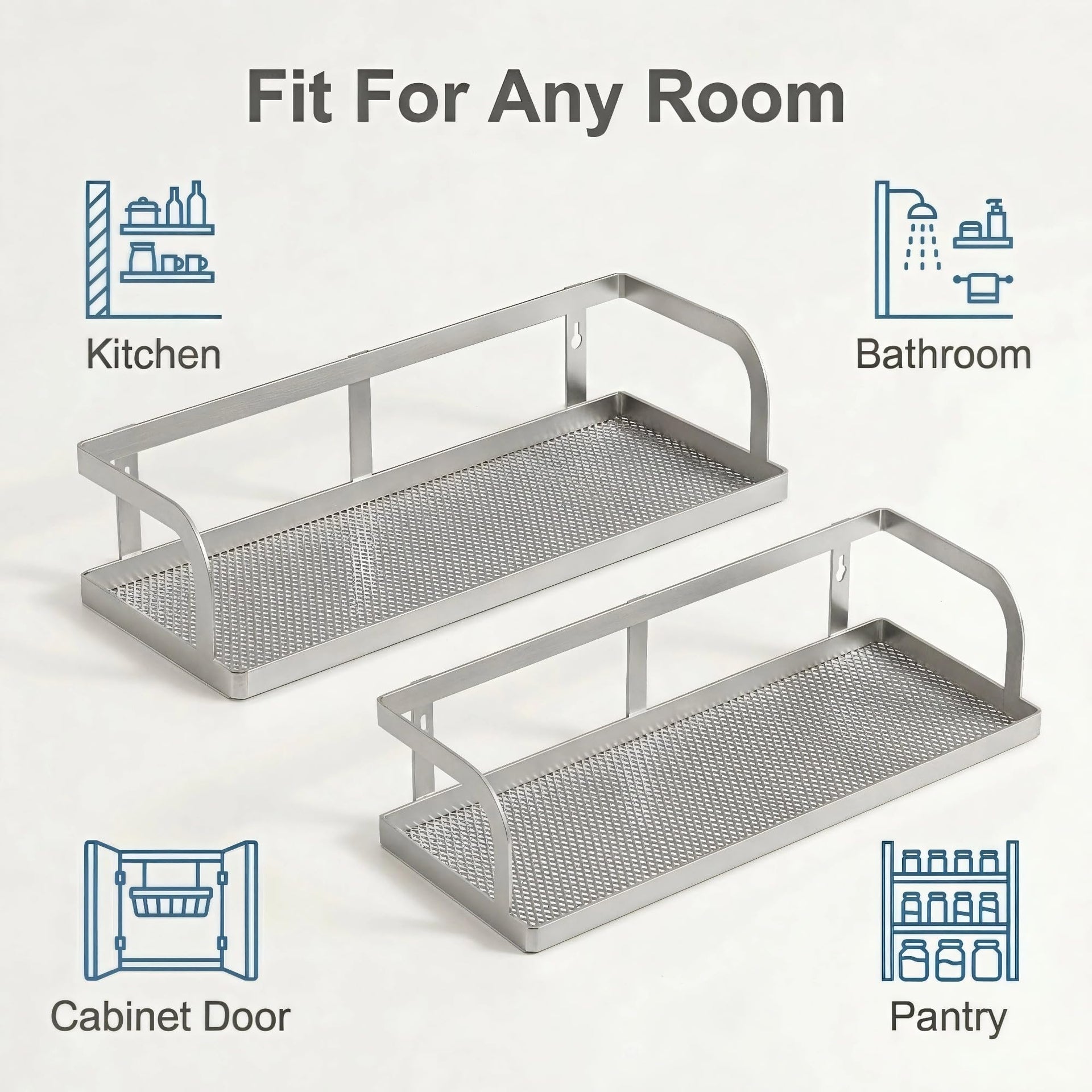 2 Pack Wide Hollowout Shower Caddy & Spice Rack (2 Count)