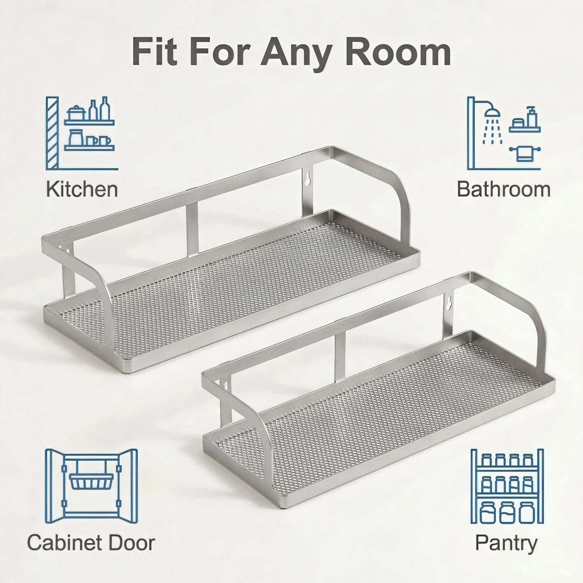 2 Pack Wide Hollowout Shower Caddy & Spice Rack (2 Count)