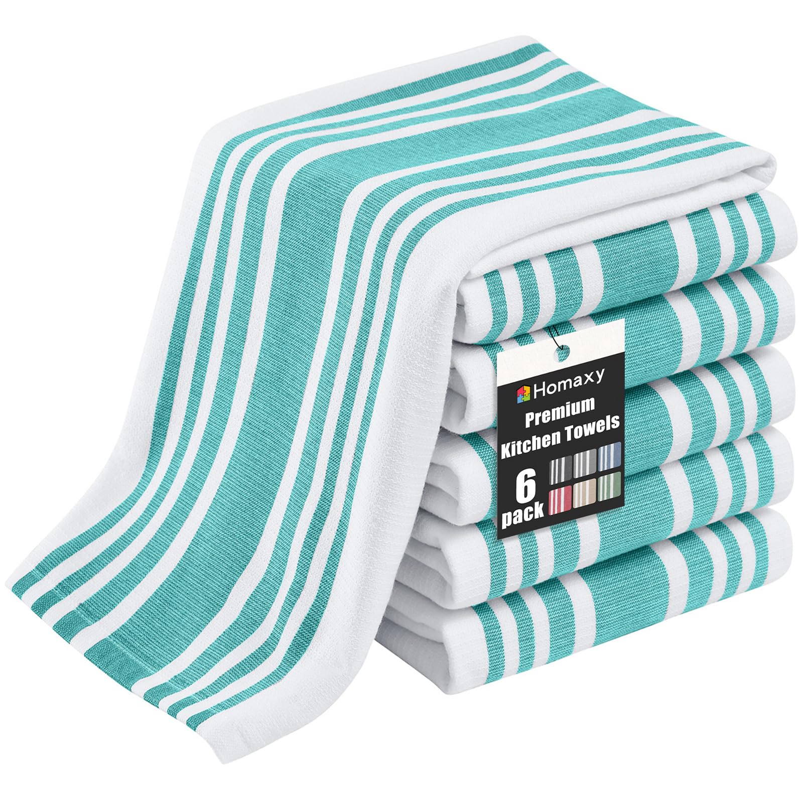Premium Cotton Stripe Kitchen Towels 6 Pack (6 Count)