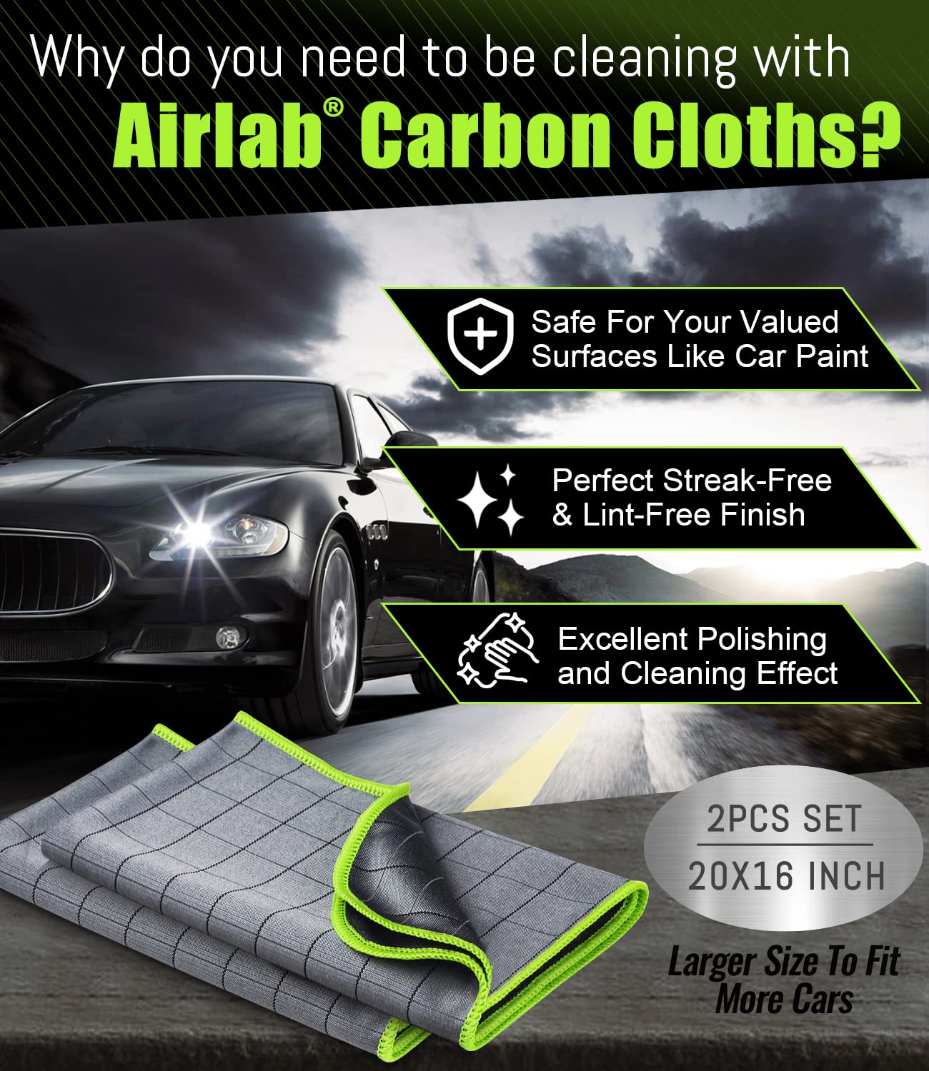 Microfiber Towels Cars Wash Drying Cleaning Cloth (2 Count)