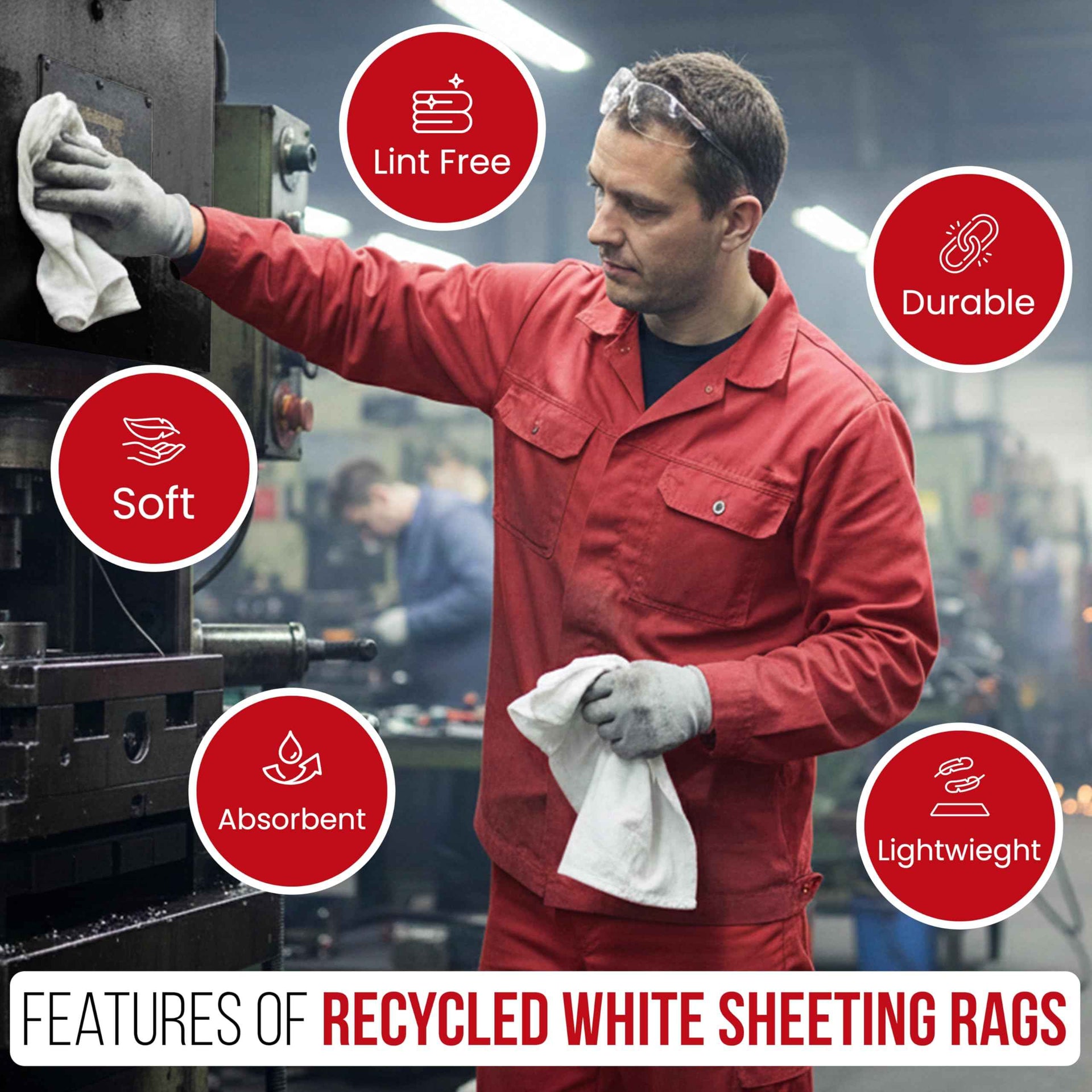 Recycled White Sheeting Cleaning Rags (5300 Count)