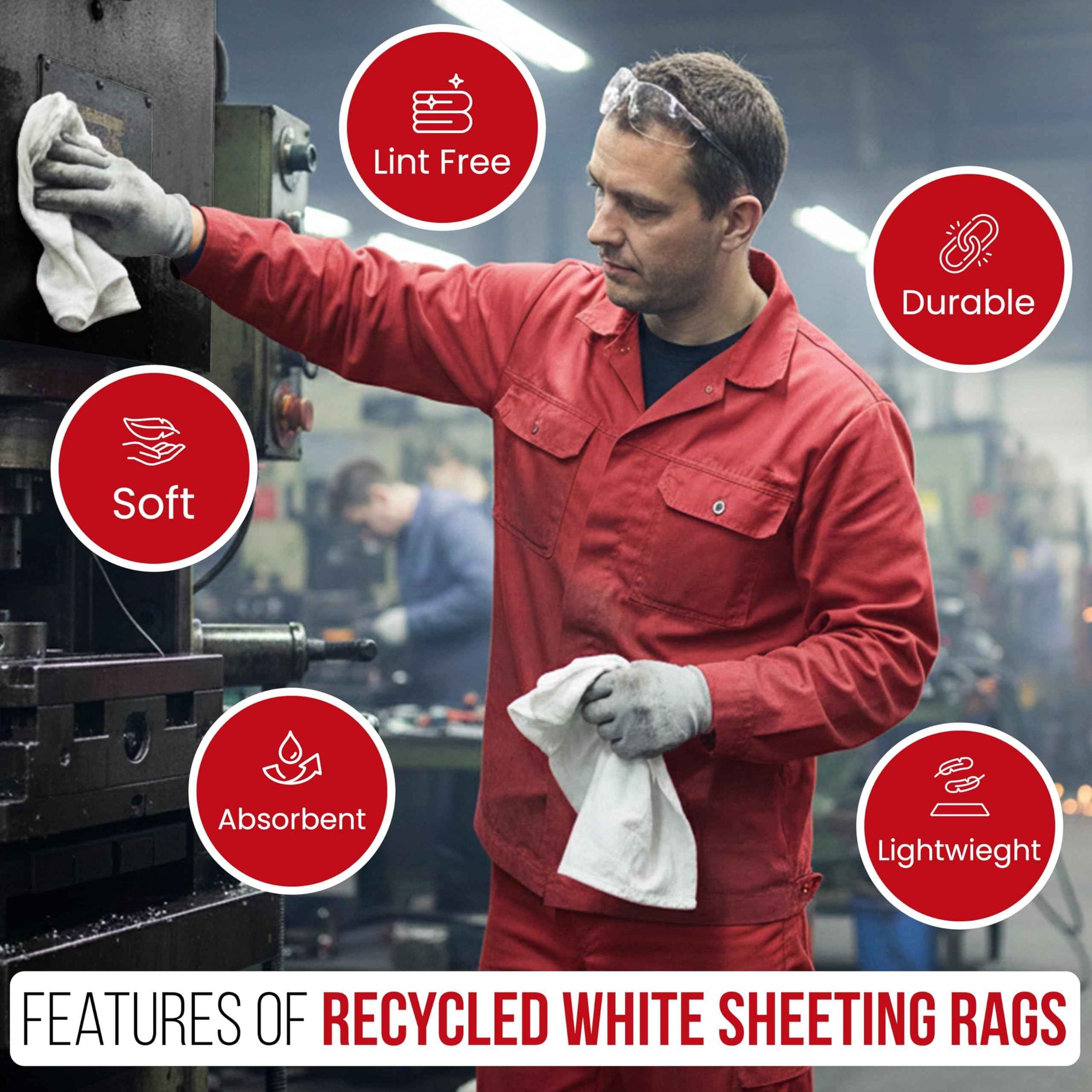 Recycled White Sheeting Cleaning Rags (5300 Count)