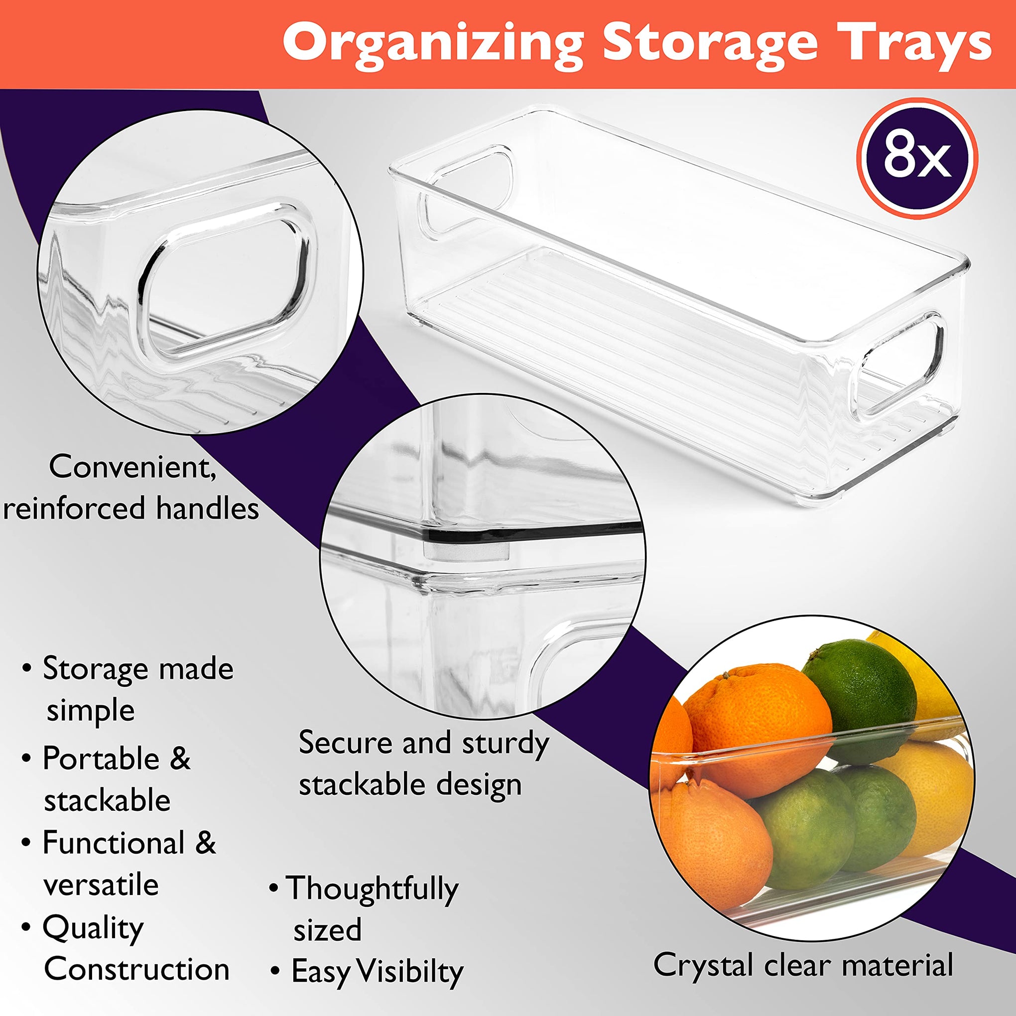 Plastic Pantry Organization and Food Storage Bin (8 Count)