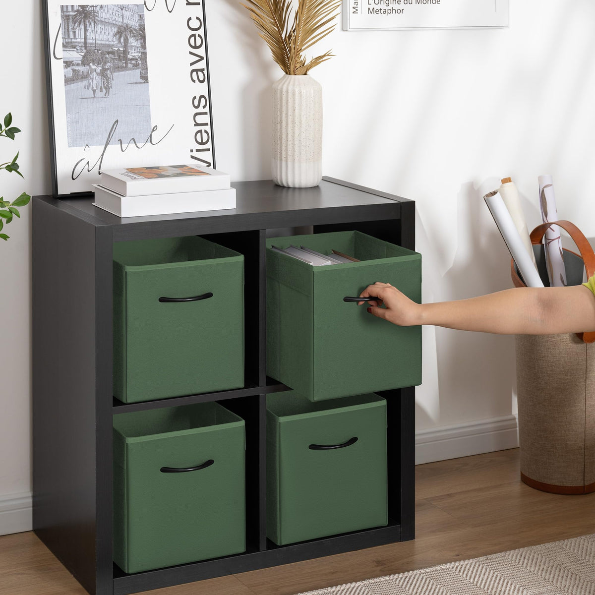 11in Leather Storage Cubes (4 Count)