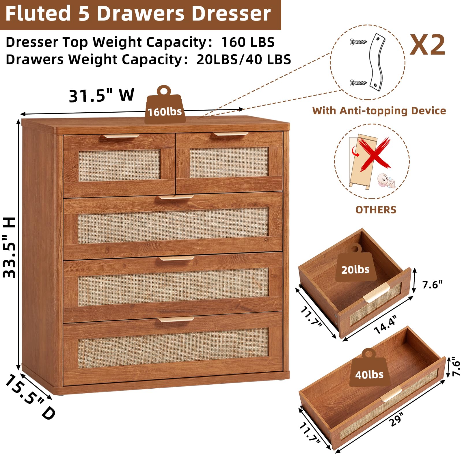 Rattan Dresser for Bedroom