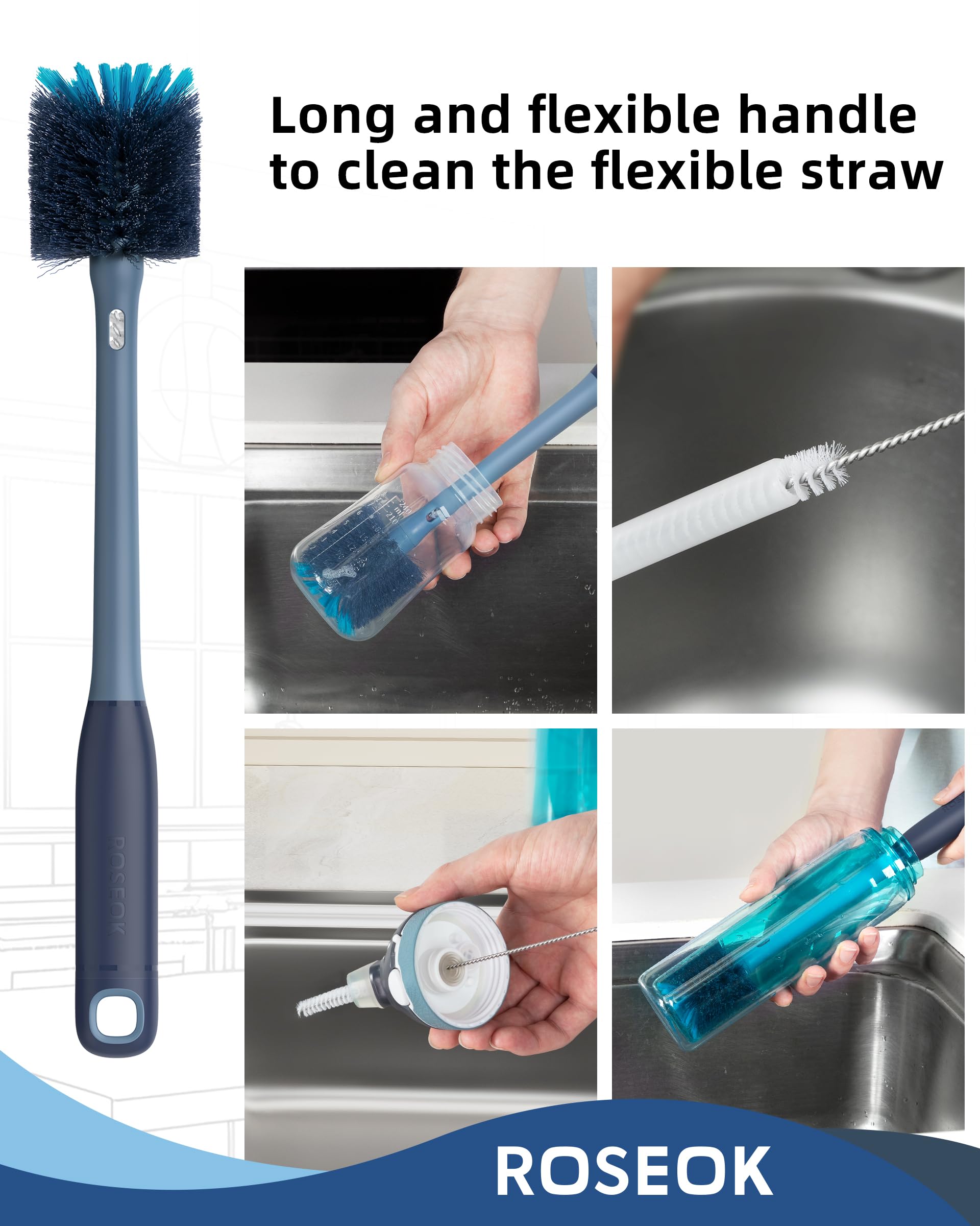 2 in 1 Bottle Brush with Straw Cleaner Brush (2 Count)