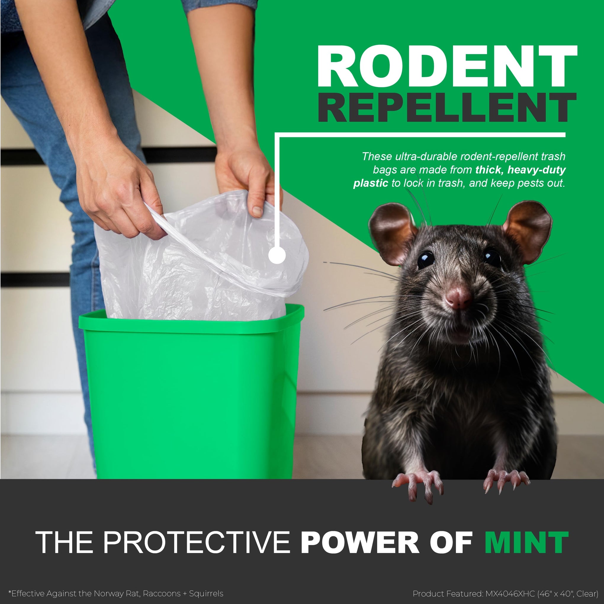 MintFlex Rodent Repellent Trash Bags (40 Count)