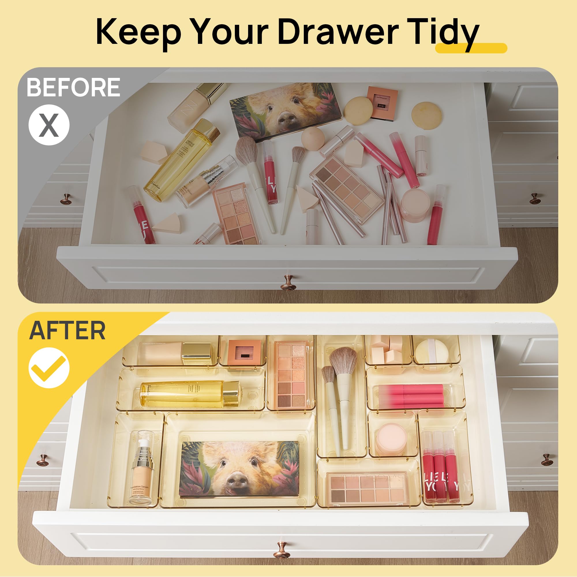 25 Pack Plastic Drawer Organizers with Non (25 Count)