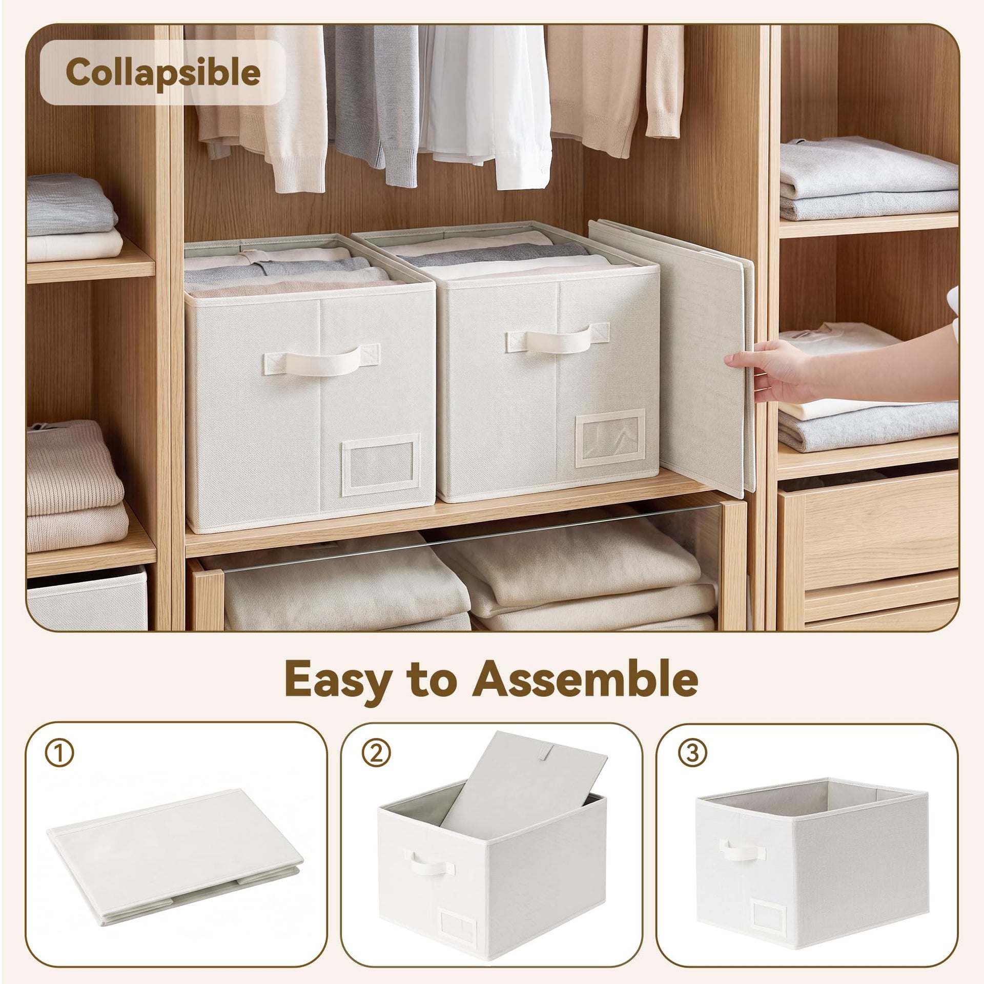 Closet Storage Bins with Label (3 Count)