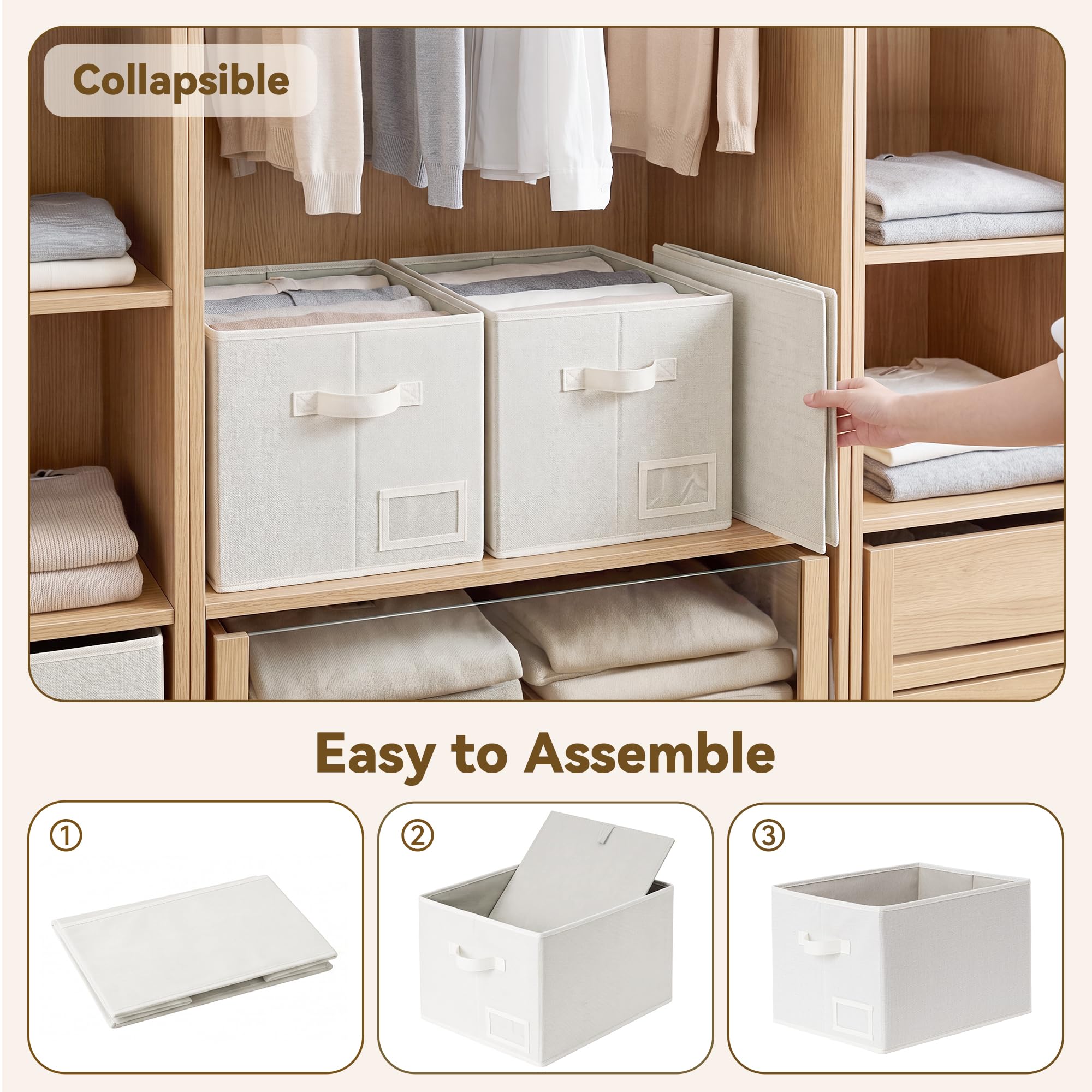 Closet Storage Bins with Label (3 Count)