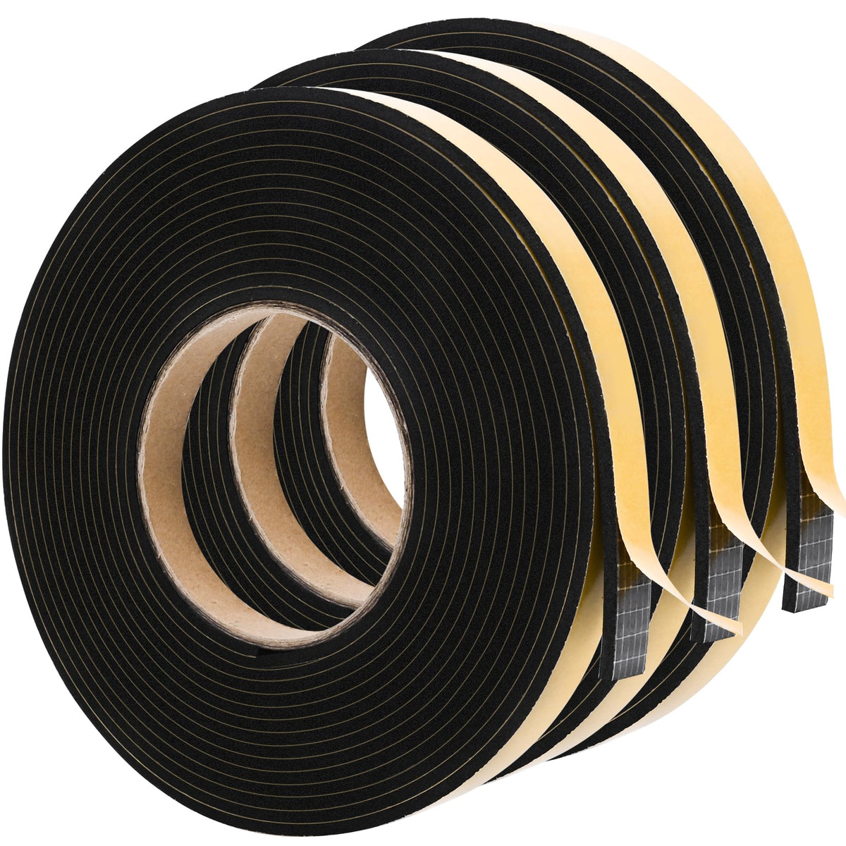 Black Door Window Weather Stripping Self Adhesive Foam Tape High Density Foam Sealing Strip Window Insulation Weatherproof Gasket Tape 1 (59 Foot)