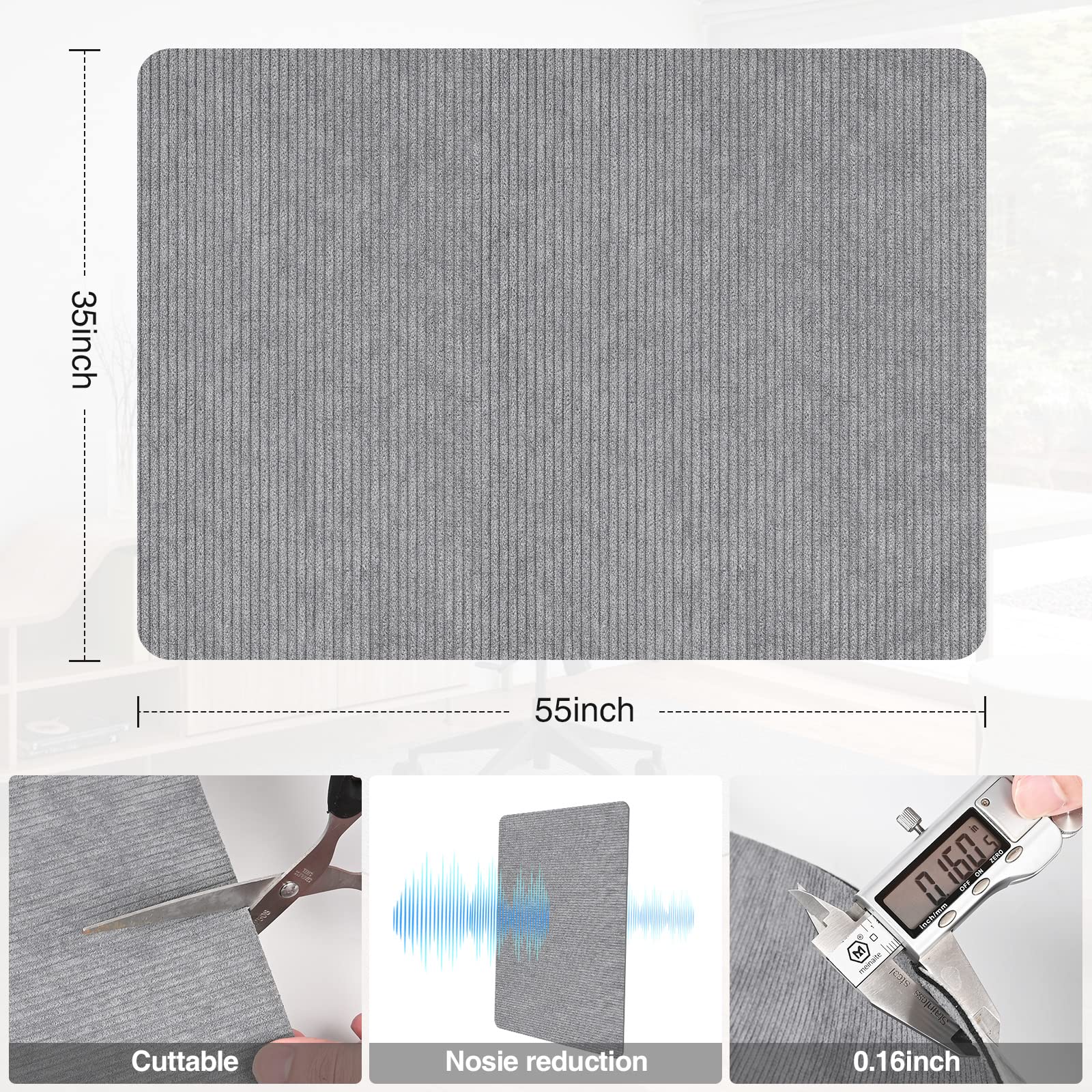 Desk Chair Mat for Hardwood Floor & Tile 55"x35" Office Chair Mat for Rolling Chairs Large Anti