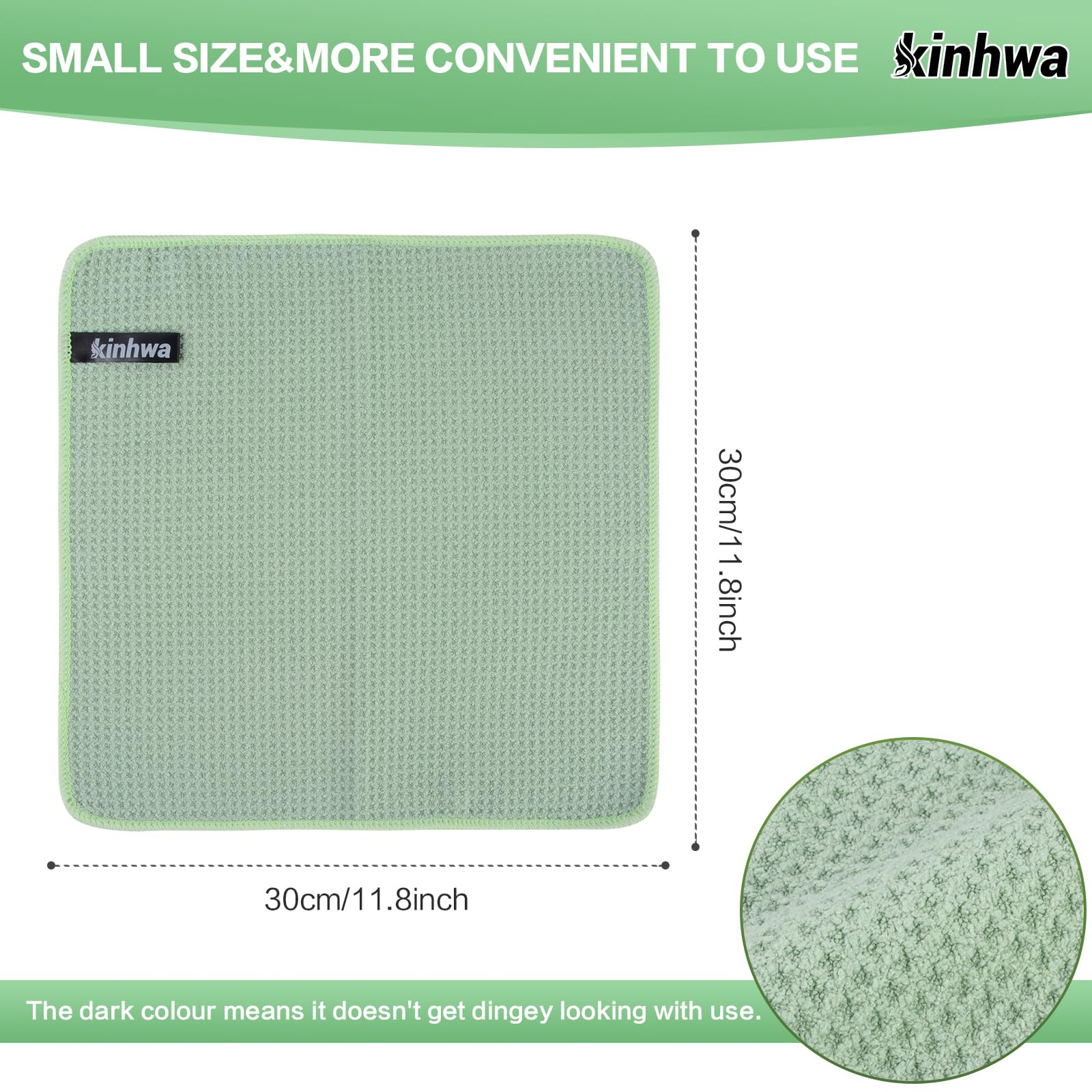 Waffle Microfiber Dish Cloths Green Kitchen Towels (6 Count)