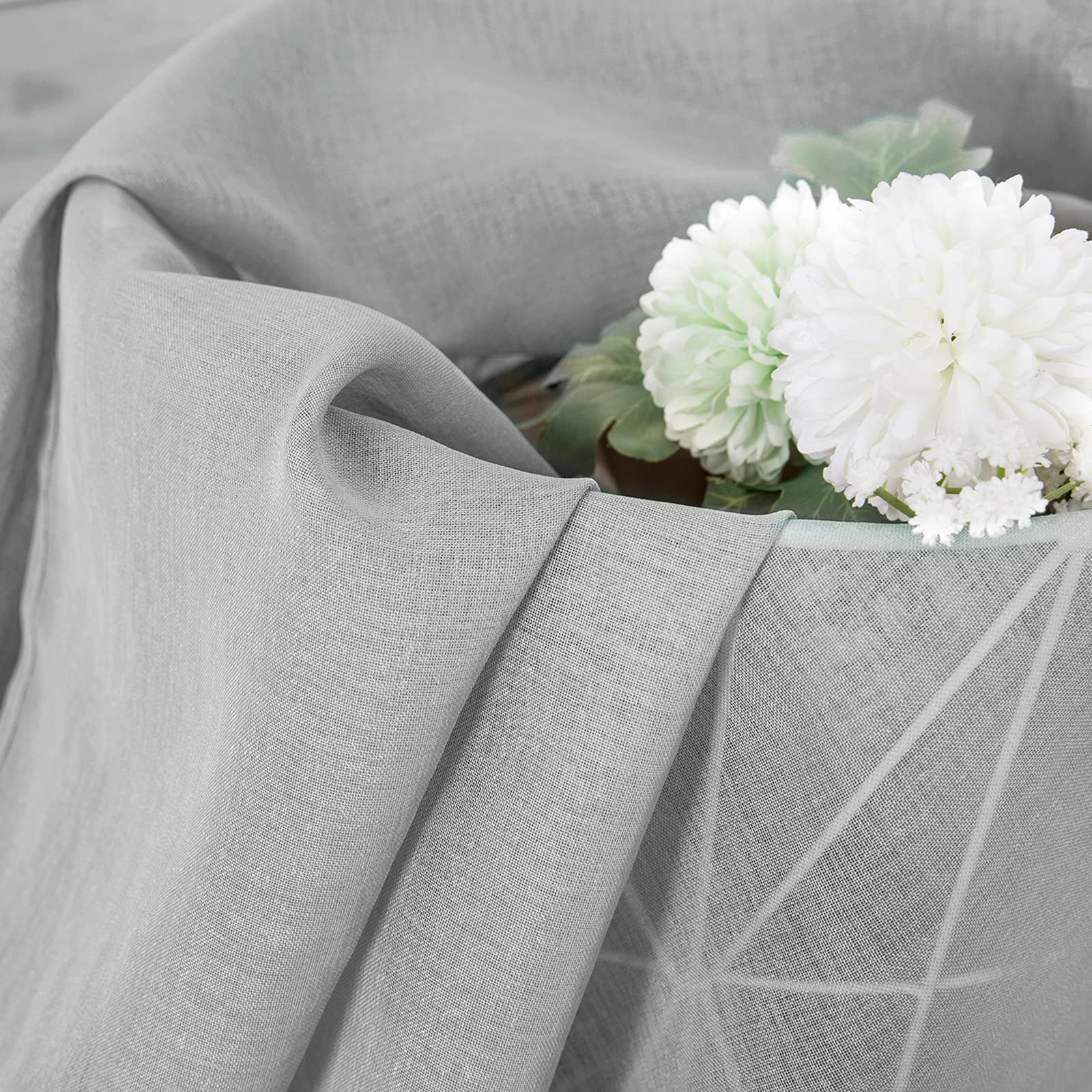Sheer Tier Curtain Linen Textured Half Kitchen Curtains Sheer Light Filtering Rod Pocket Voile Small Curtains for Bathroom