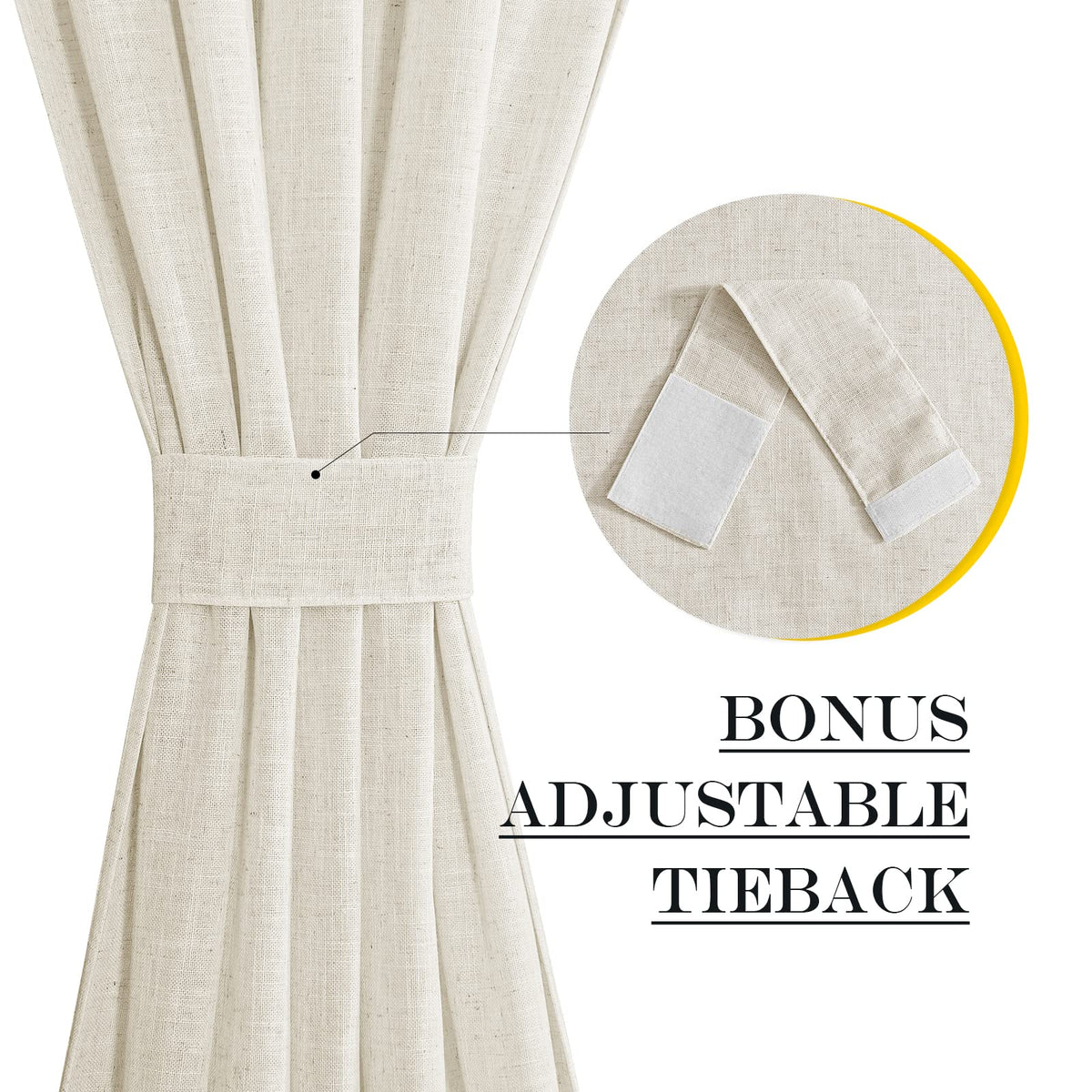Linen Sheer Door Curtain Panel for French Front Window Glass