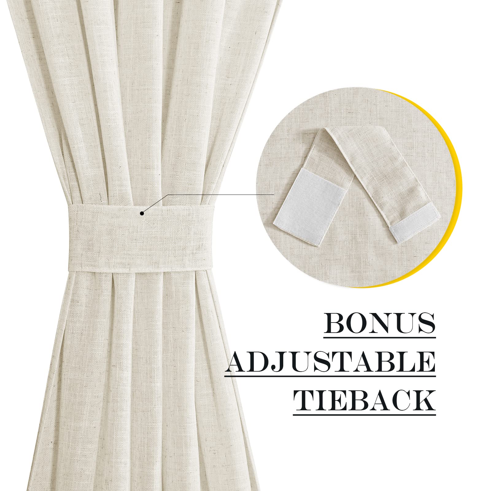 Flax Linen Burlap Door Curtains for Windows