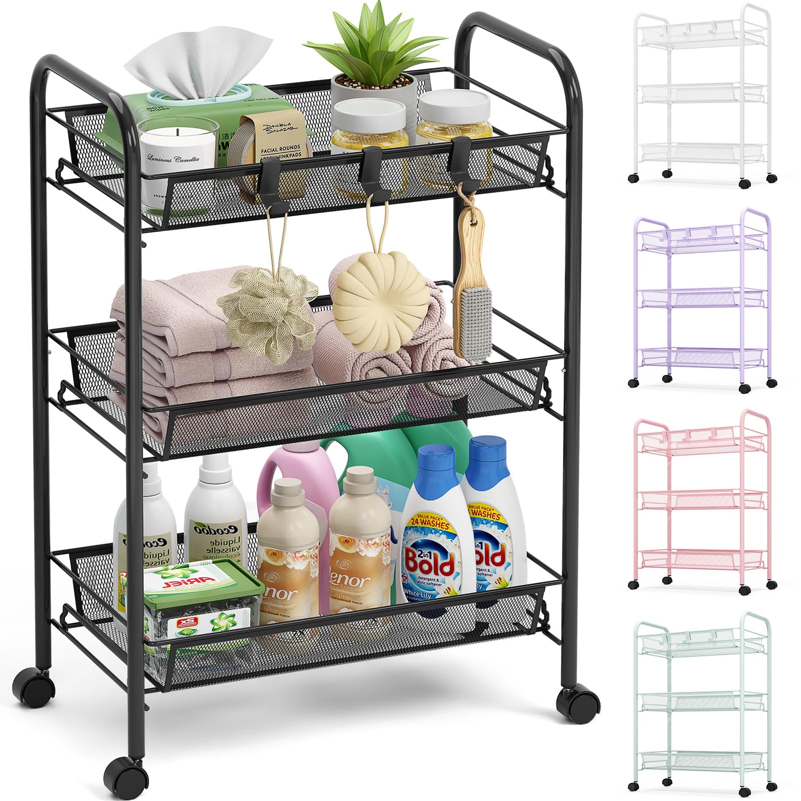 3 Tier Rolling Cart (3 Count)
