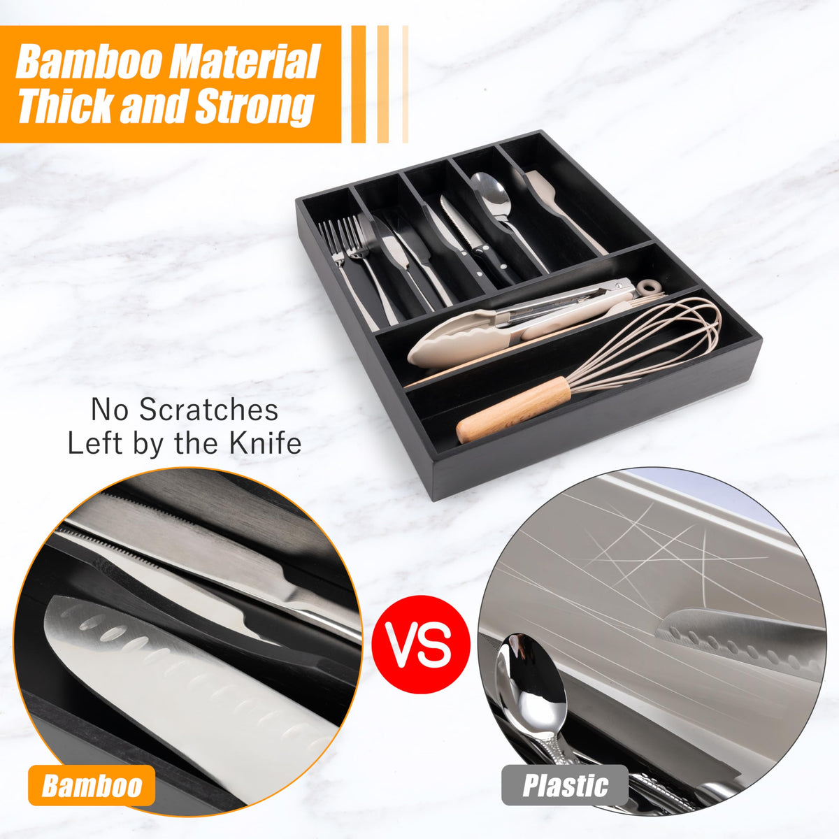 Bamboo Silverware Drawer Organizer