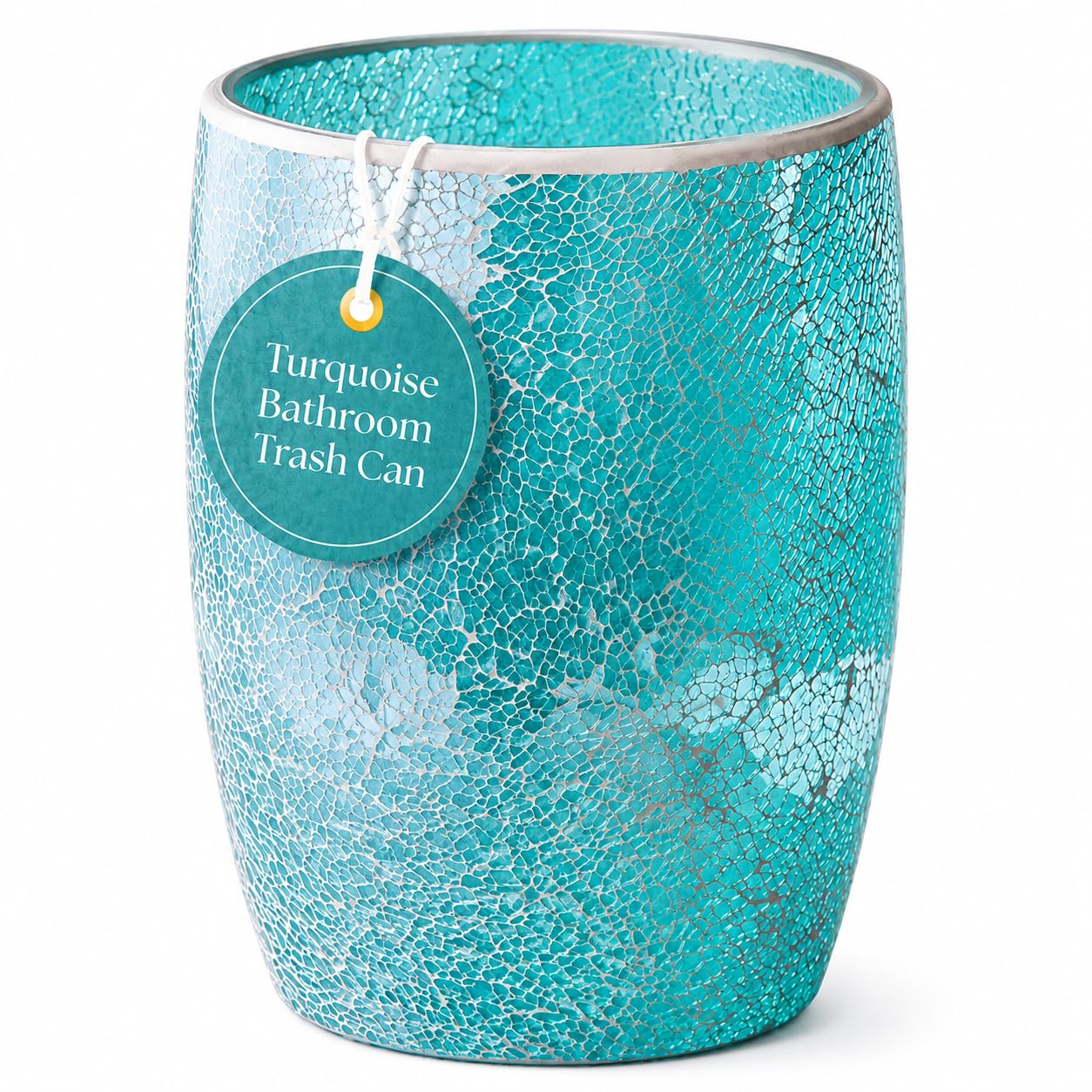 Turquoise Bathroom Trash Can