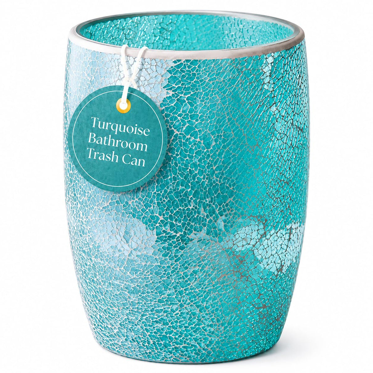 Turquoise Bathroom Trash Can