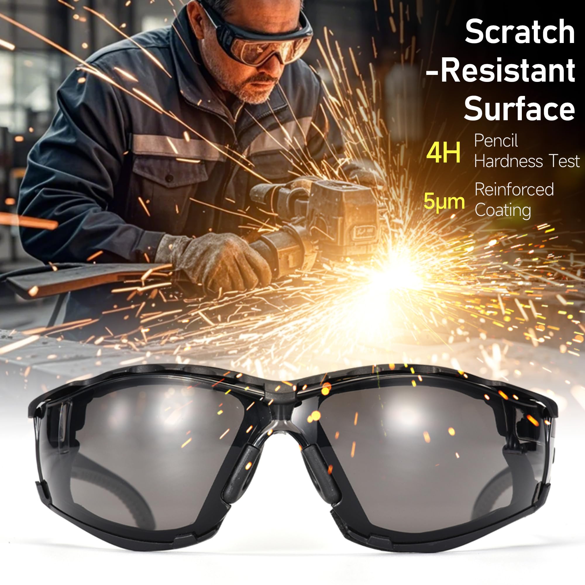 Safety Glasses Anti Fog Scratch Resistant ANSI Z87.1 CE Protective Eyewear with Foam Gasket Adjustable Strap
