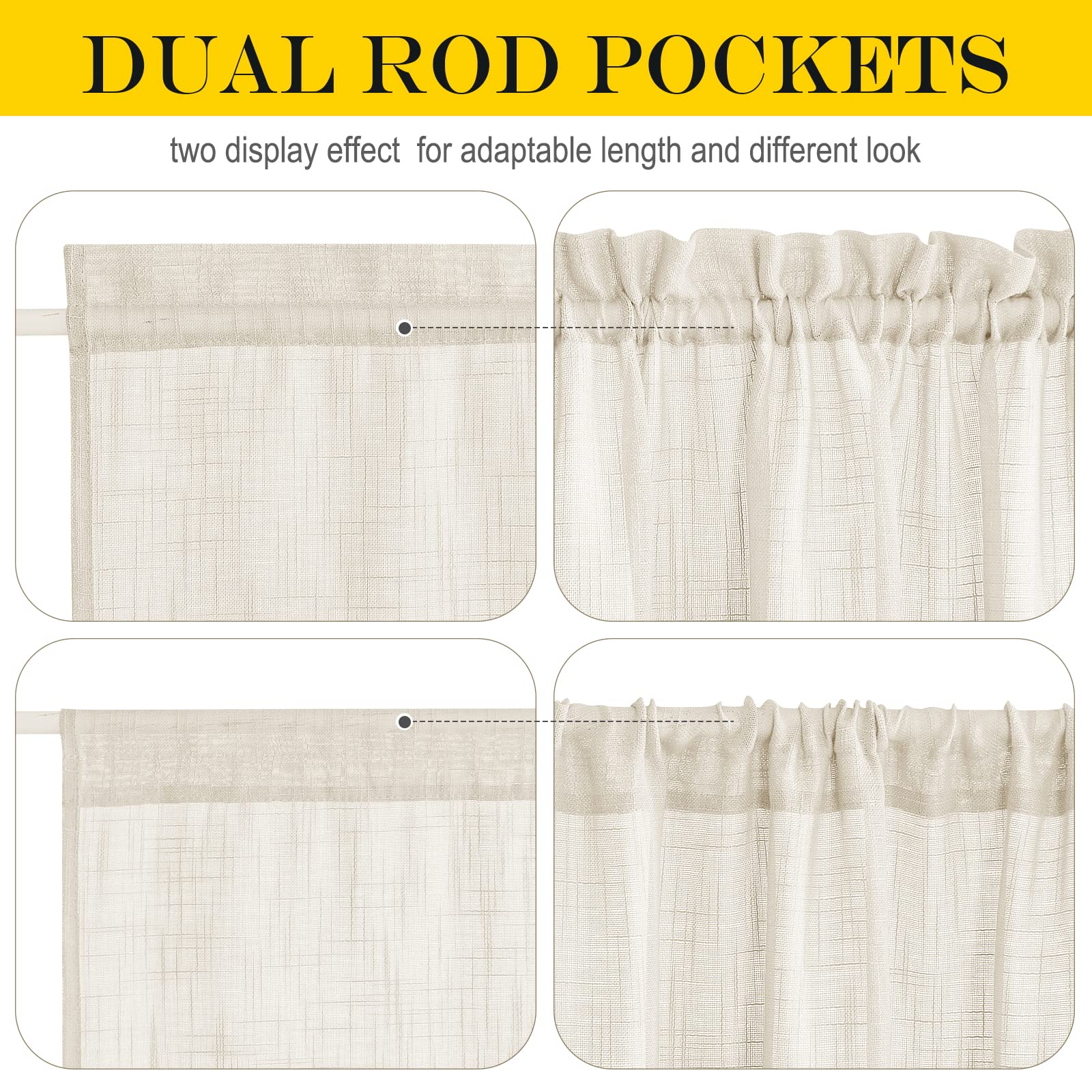 Door Panel Curtains Faux Linen French Curtain
