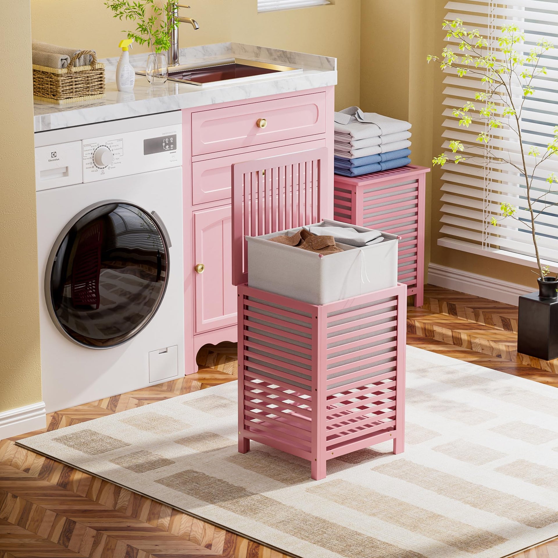 Double Laundry Hamper with Lid