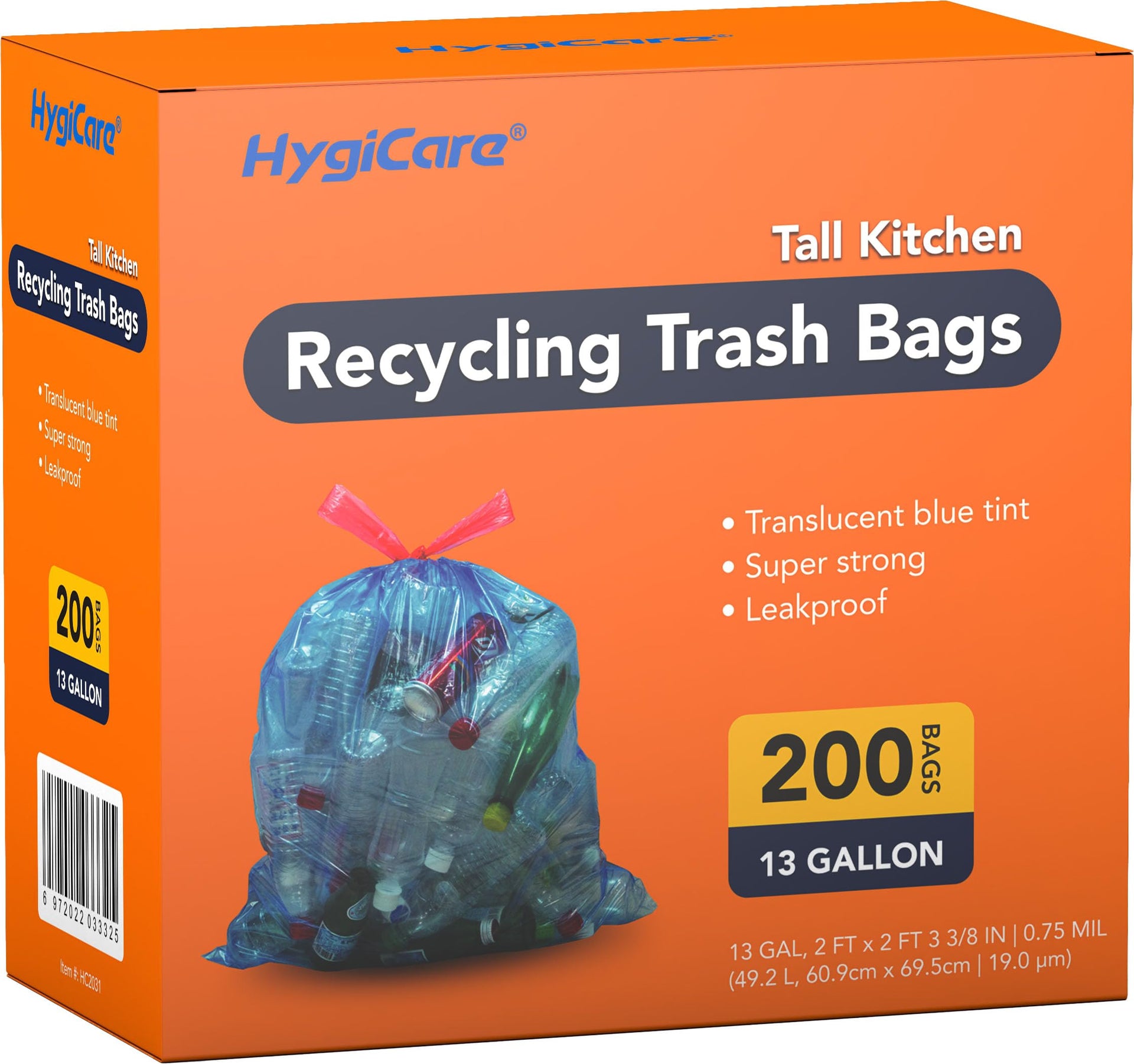 13 Gallon Recycling Trash Bags (200 Count)