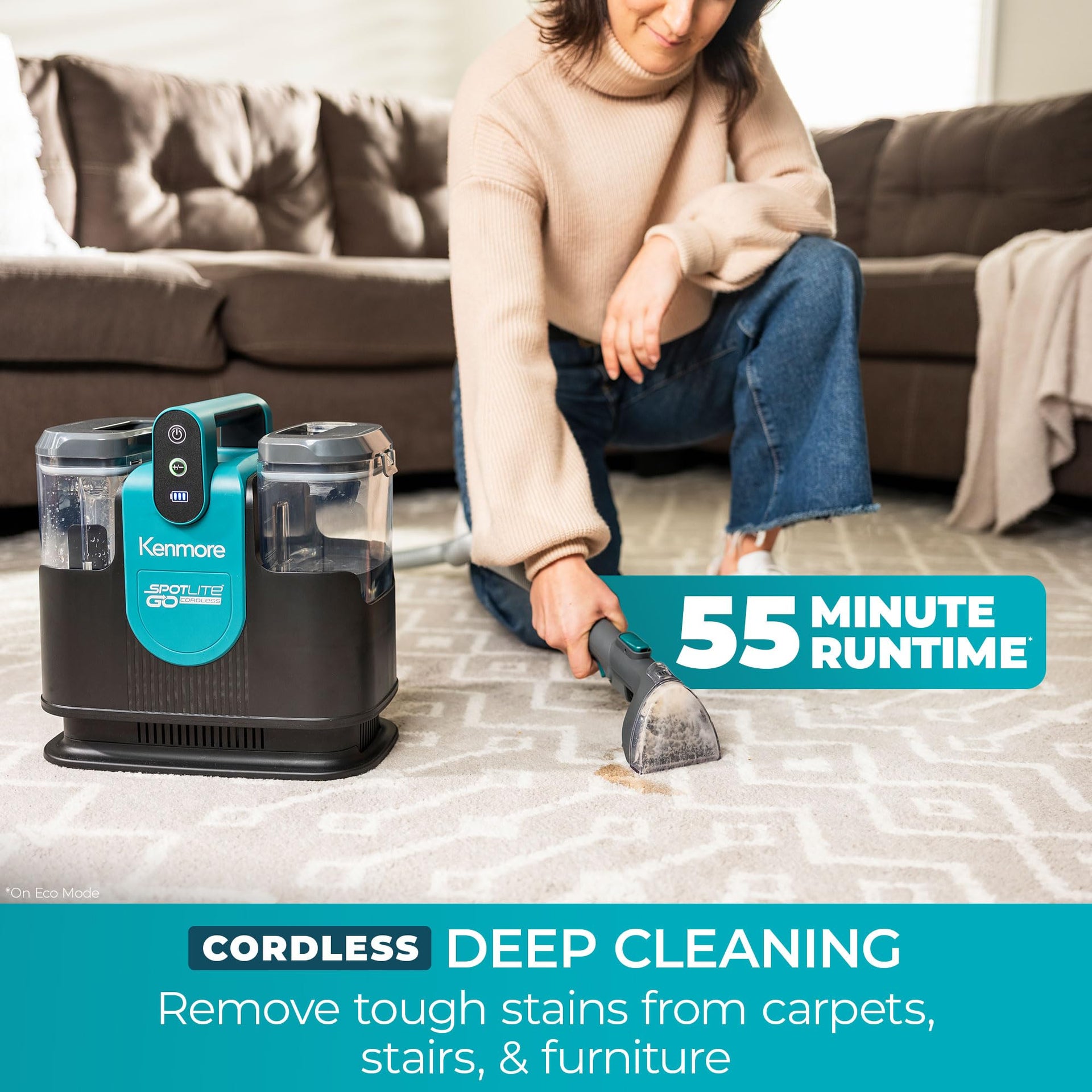 24V Cordless Portable Carpet & Upholstery Spot Cleaner Machine