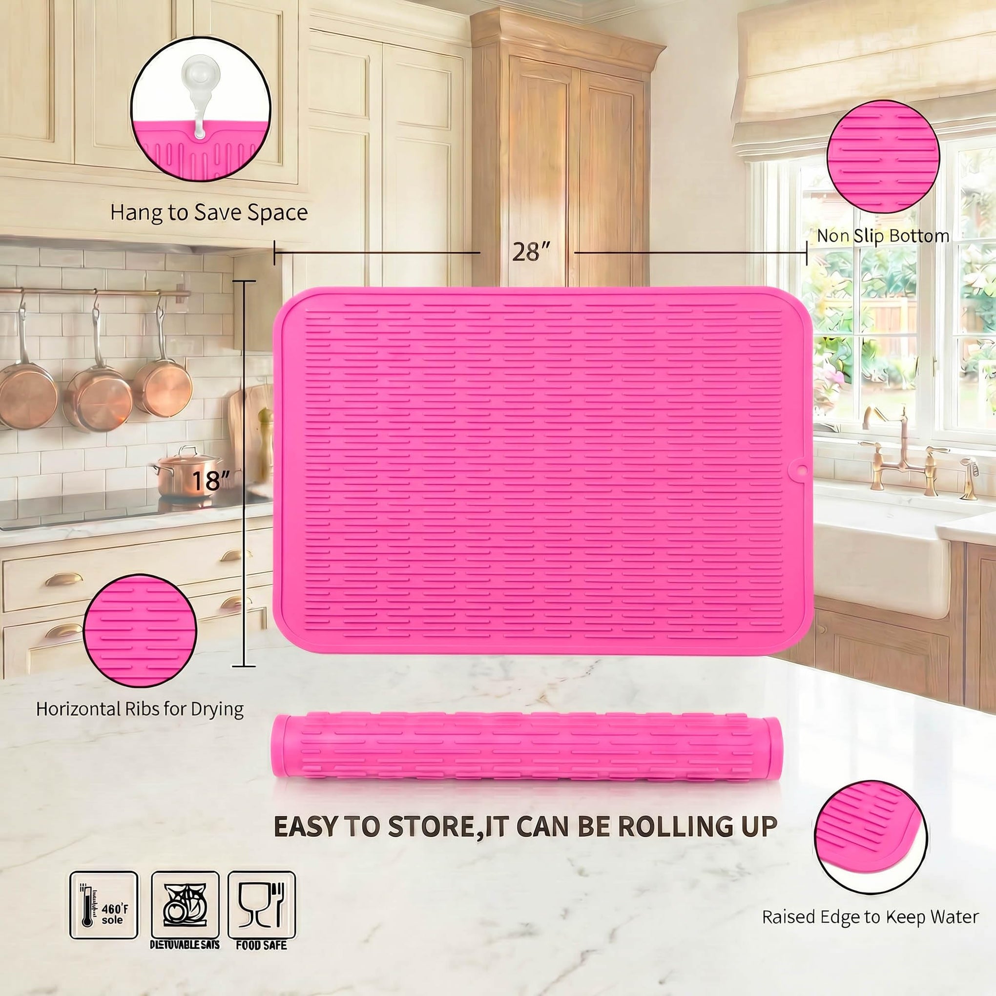 Silicone Dish Drying Mat for Multiple Usage