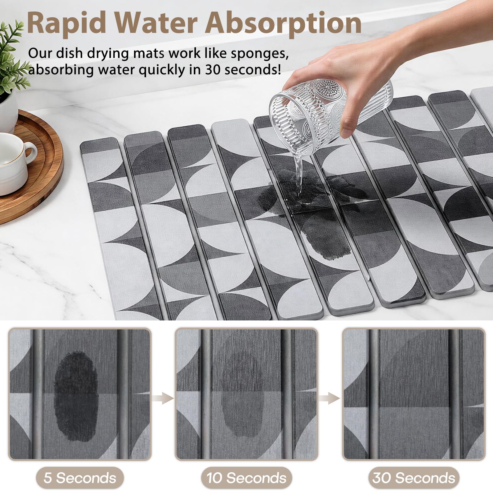 Large Stone Dish Drying Mat for Kitchen Counter (2 Count)