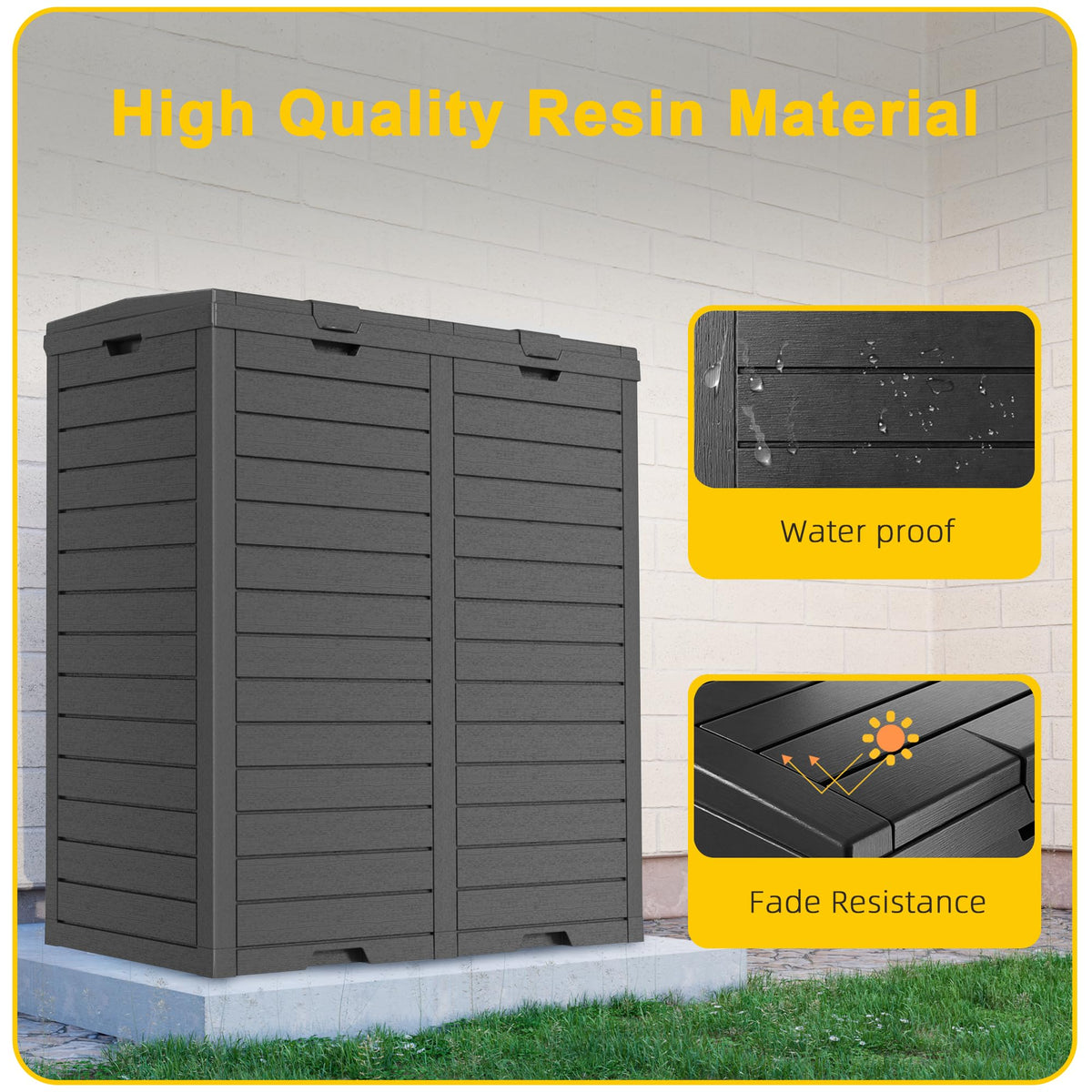 62 Gallon Outdoor Trash Can with Tiered Lid and Drip Tray