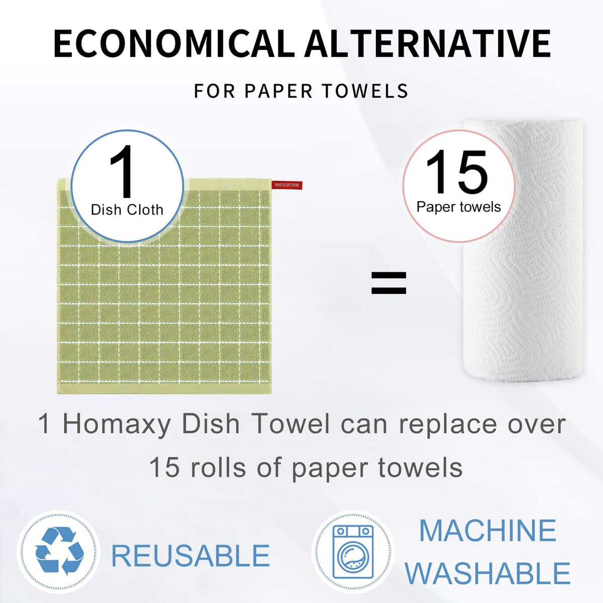 100% Cotton Terry Kitchen Dish Cloths (6 Count)