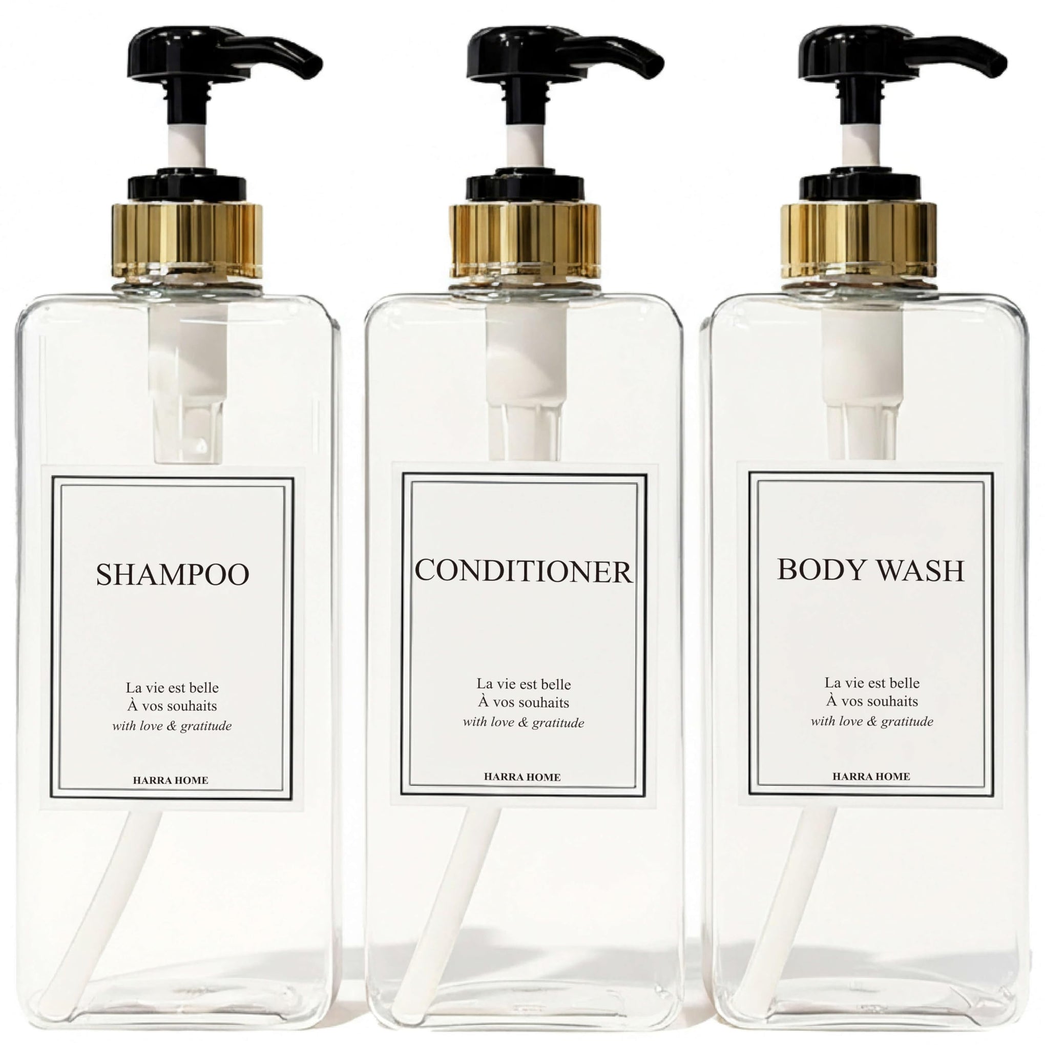 Modern Gold Design Shampoo and Conditioner Dispenser (3 Count)