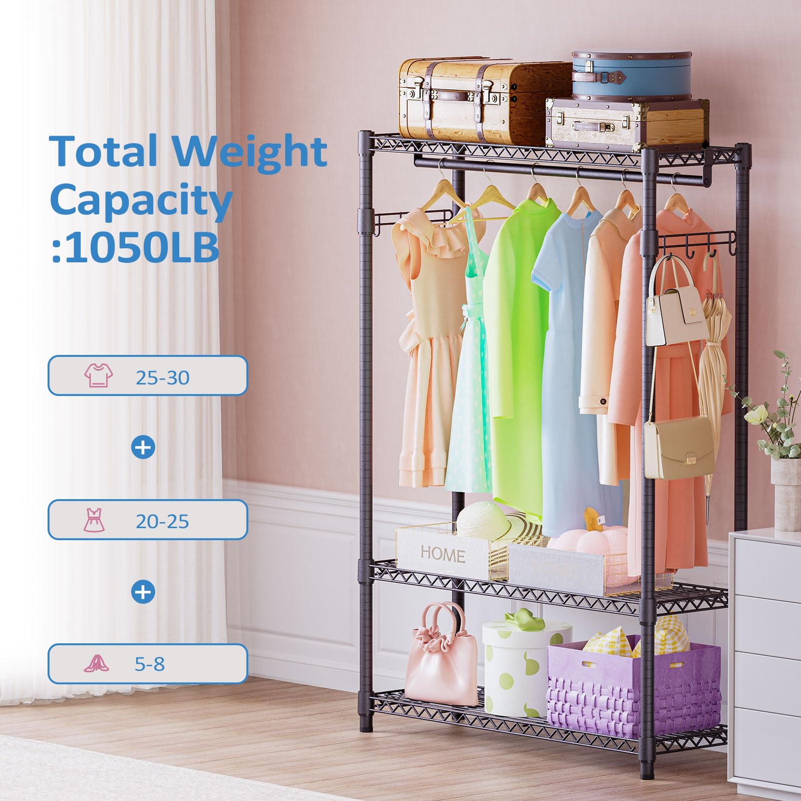 Heavy Duty Garment Rack Wire Clothes Rack for Hanging Clothes