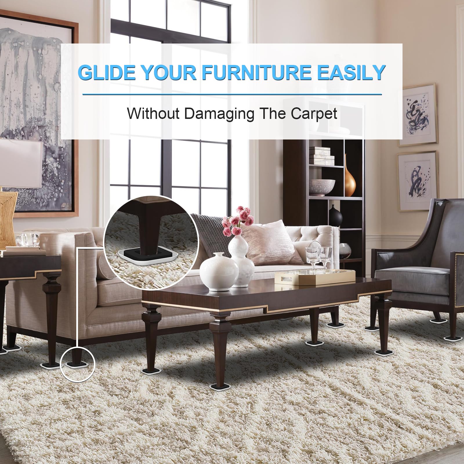 Upgrade Furniture Sliders with Groove (4 Count)